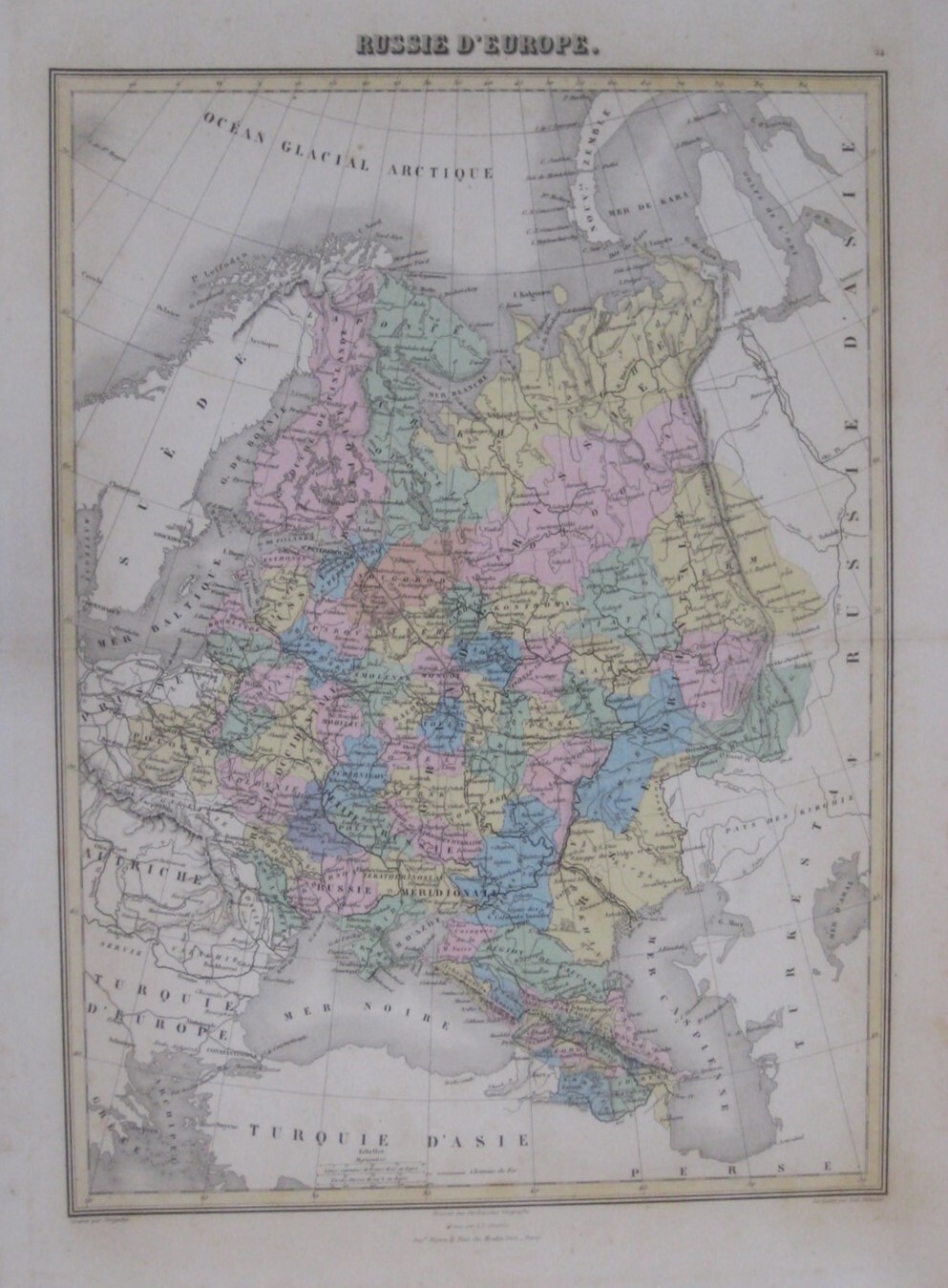 Original 1874 Map EUROPEAN RUSSIA Ukraine Poland Finland Crimea Caucasus Moscow