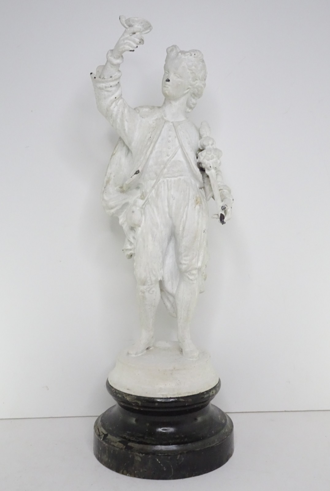 Pair Victorian Spelter French? Figurines, Man & Lady, Painted White, Antique