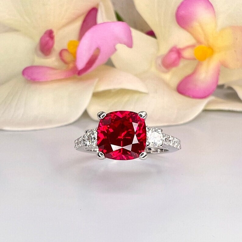 2.50 Ct Natural Ruby Diamond Engagement Wedding Ring 14K Solid White Gold Size 8