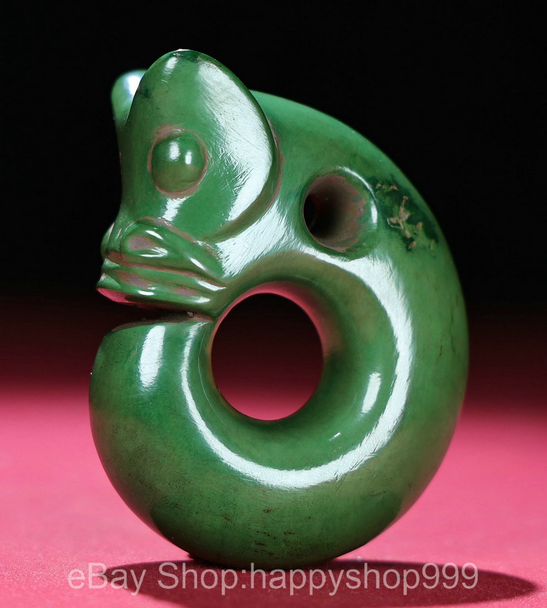 3″ Chinese Natural Turquoise stone Carving Pig Dragon Amulet Pendant