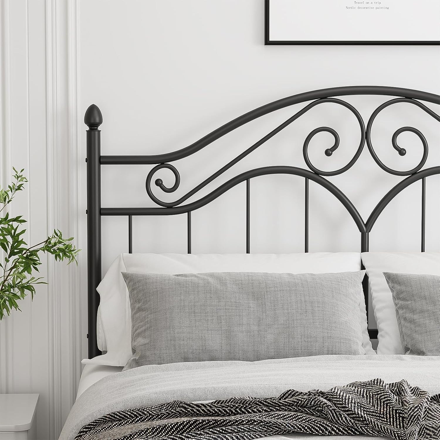 Queen Size Bed Frame Vintage Platform Bed Metal Headboard Only for adults childs