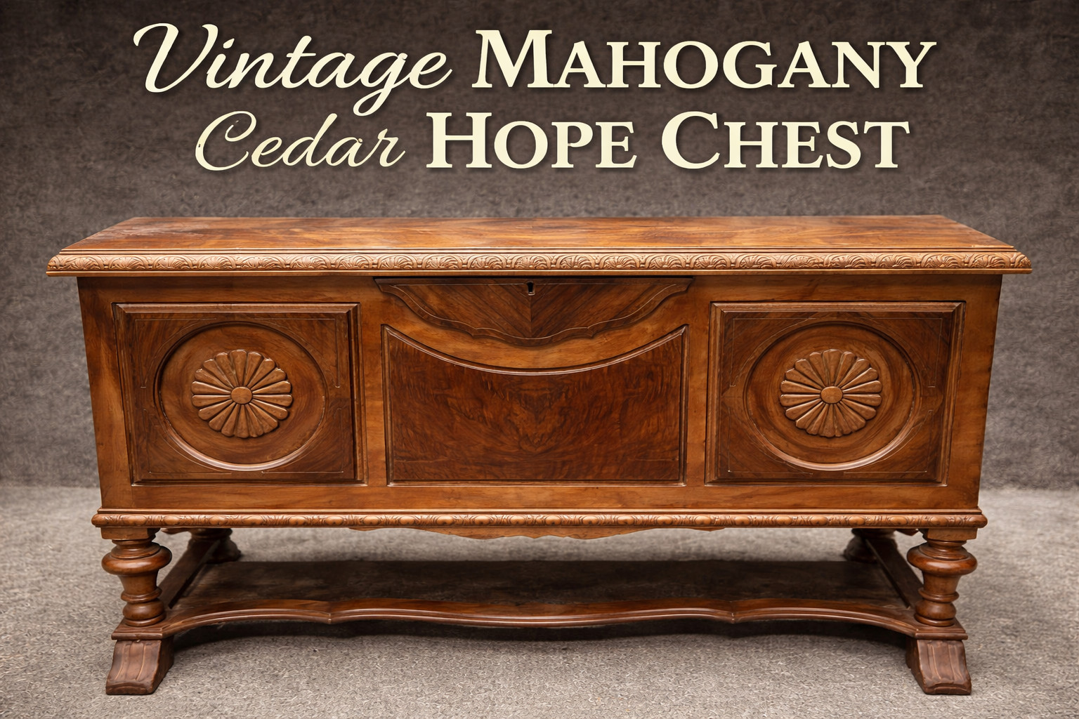 VTG Cedar Lined Hope Chest Blanket Box Carved Wood Storage Trunk Bench