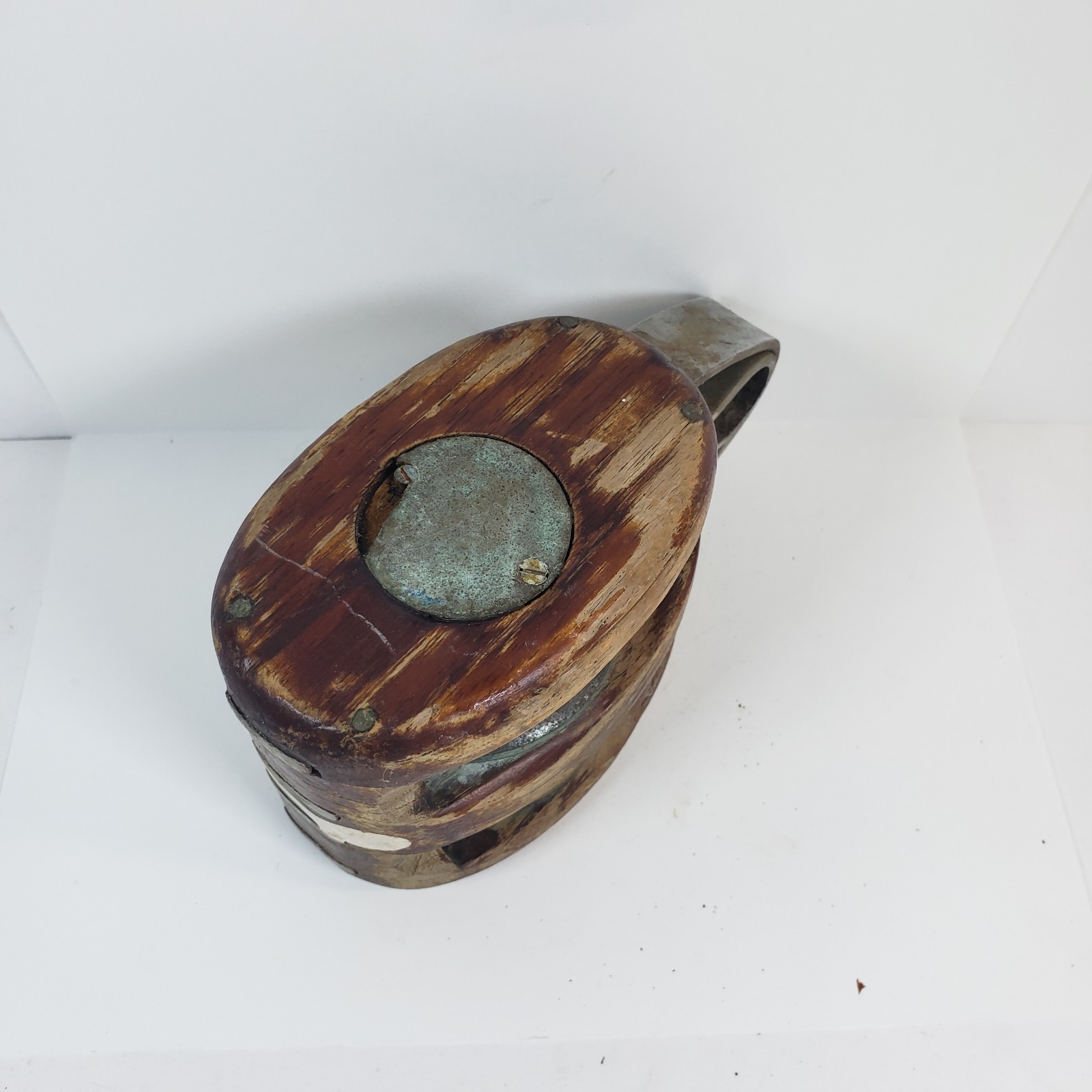 Vintage Hardwood Double Sailboat Block With Beckett Nautical Marine