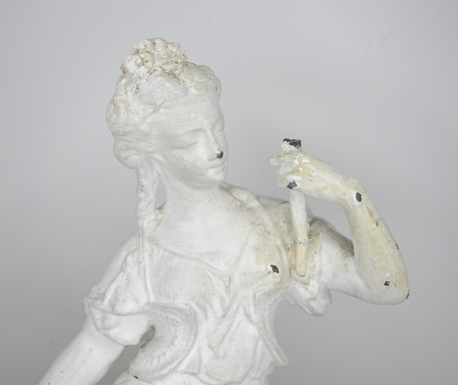Pair Victorian Spelter French? Figurines, Man & Lady, Painted White, Antique
