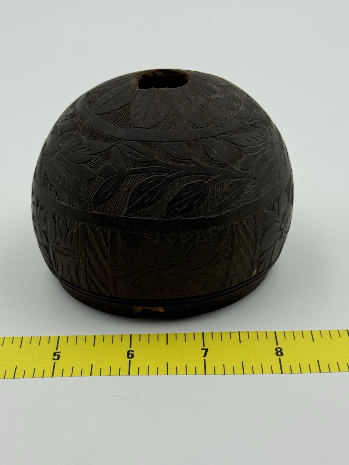 Antique Hand-Carved Coconut Shell Vessel / Bowl