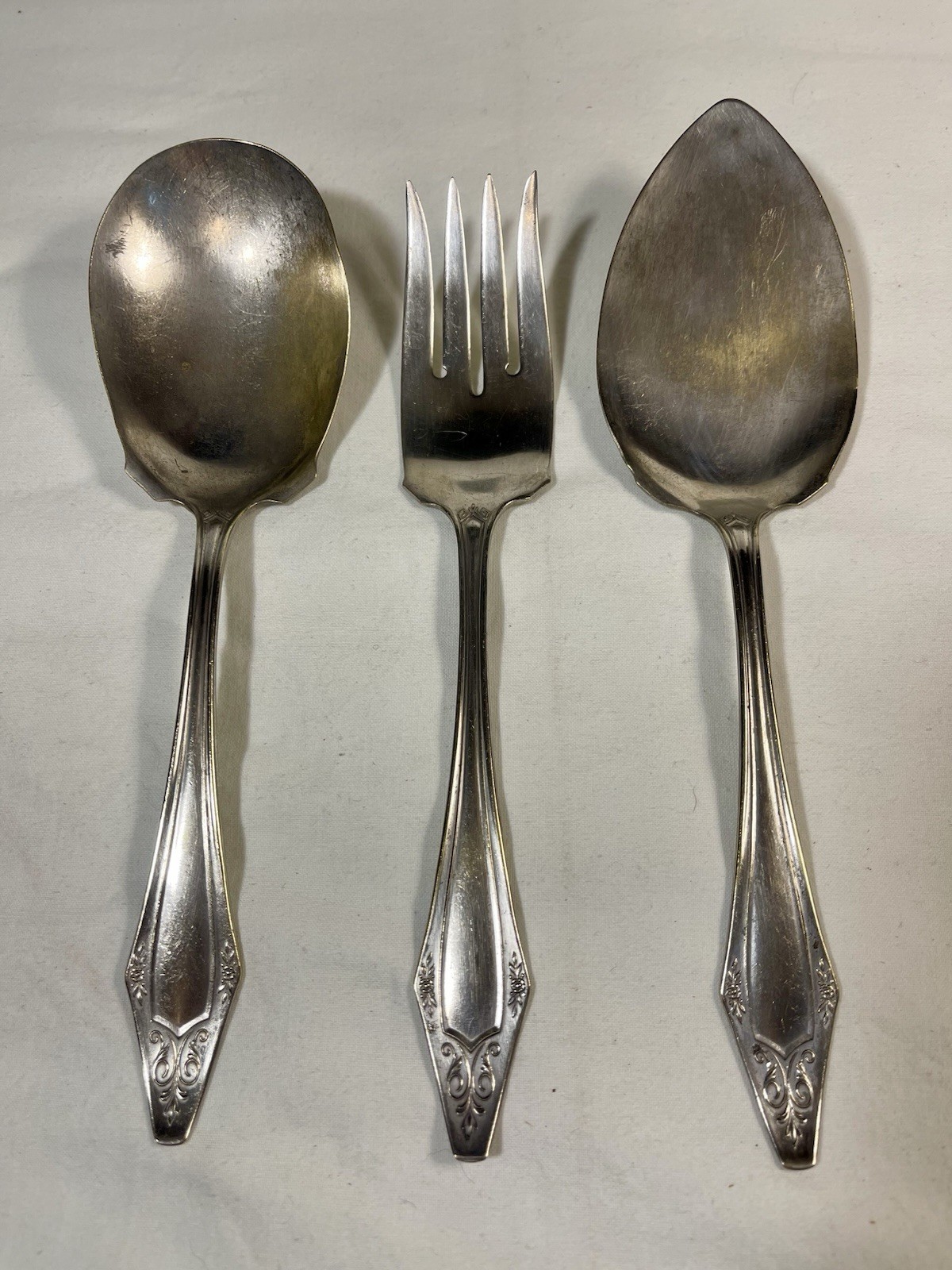 Sheffield A1 Plate Silverplate Vintage Cake Server Spoon Fork Dessert Set of 3