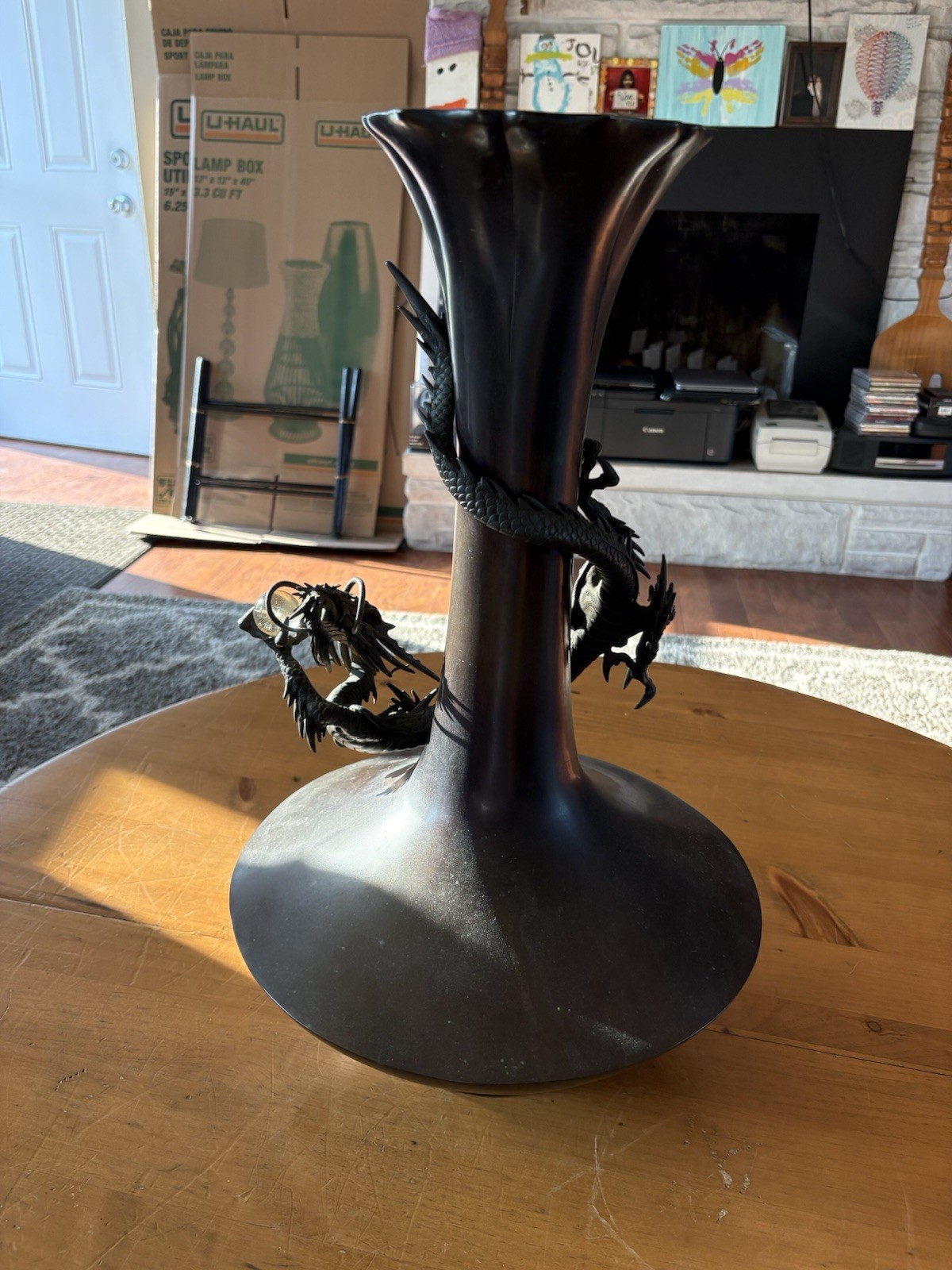 Japanese Meiji Period-1868-1912-patinated bronze dragon vase-21×14”-21.7 pounds!