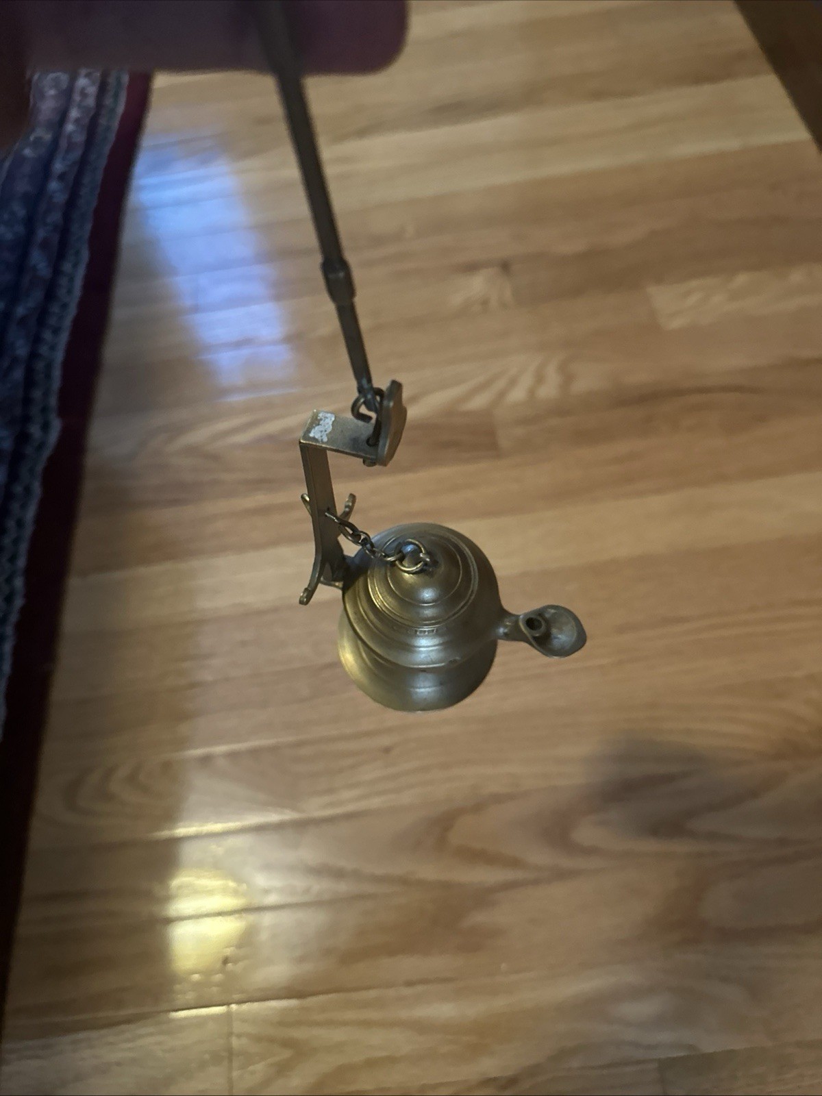 Antique Brass Hanging Oil Lamp 7” Untested Flat Surface Middle Eastern