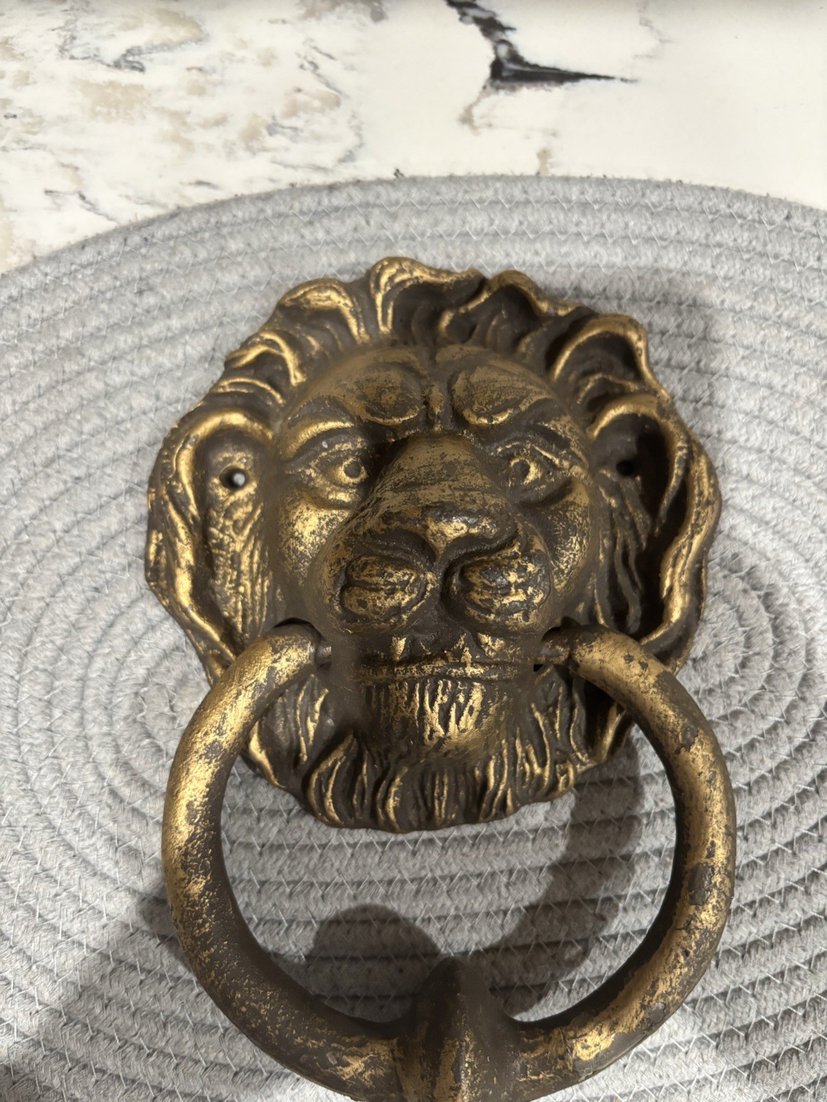 Lion Head Front Door Knocker cast iron vintage Antique Ring home garden décor