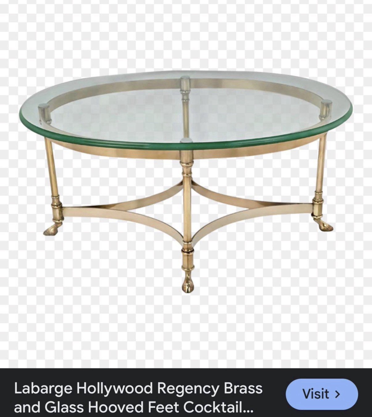 Vintage La Barge Hollywood Regency Brass & Glass Coffee Table Hoff Feet
