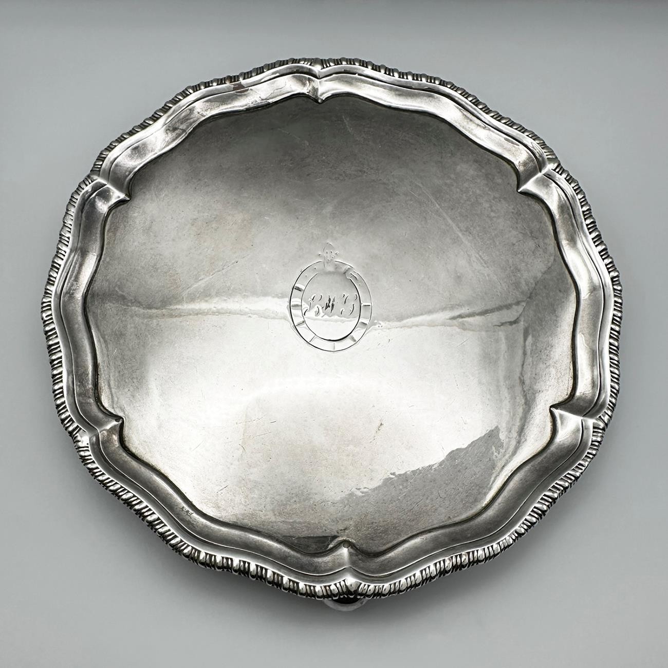 GEORGE III WAITER TRAY OLD SHEFFIELD PLATE c1770 8″