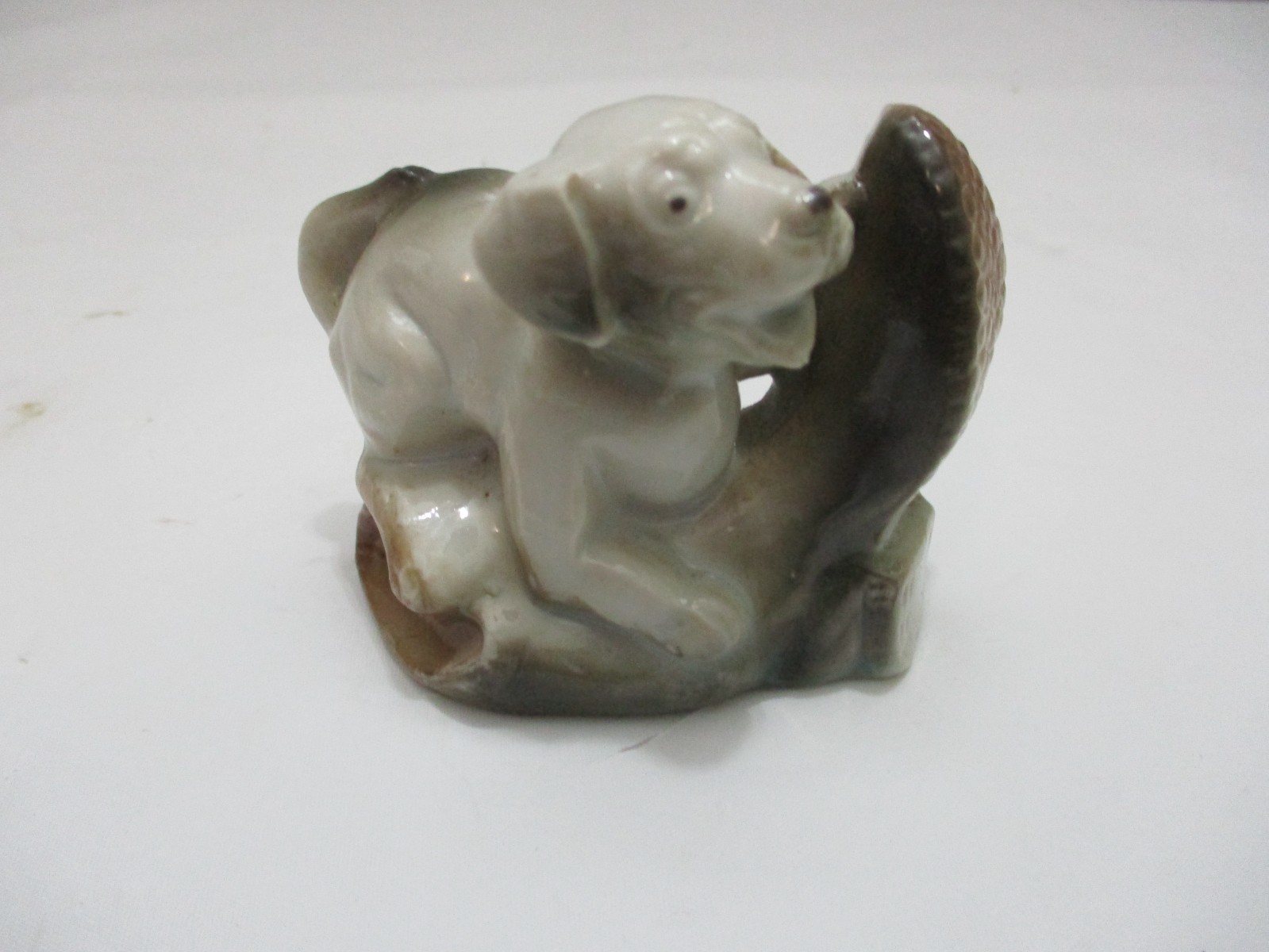 Vtg Puppy Dog Chewing On A Boot Porcelain Small Figurine 3″ Japan