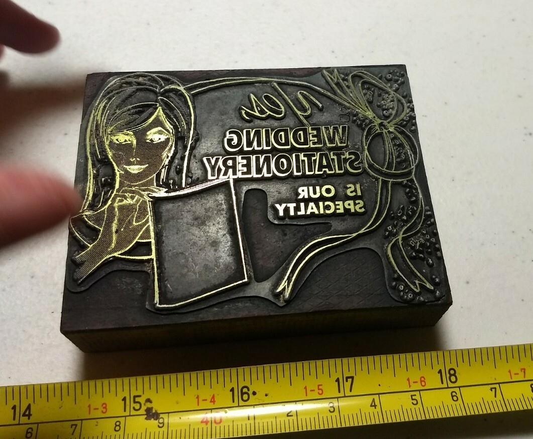 Vintage Letterpress Printing Block Yes, Wedding Stationery Advertising