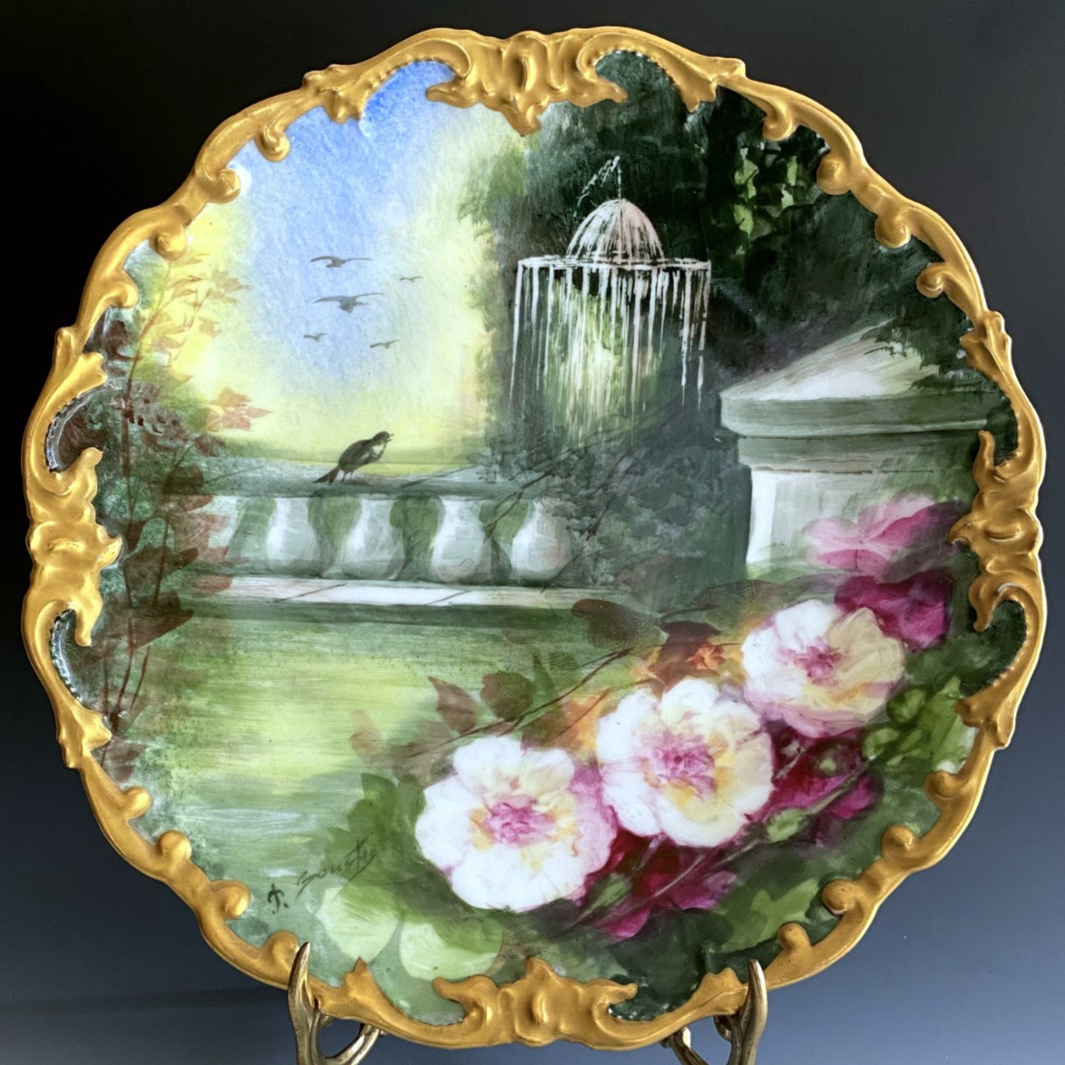 LIMOGES FRANCE ANTIQUES HAND PAINTED PLATE ARTIST SIGNED