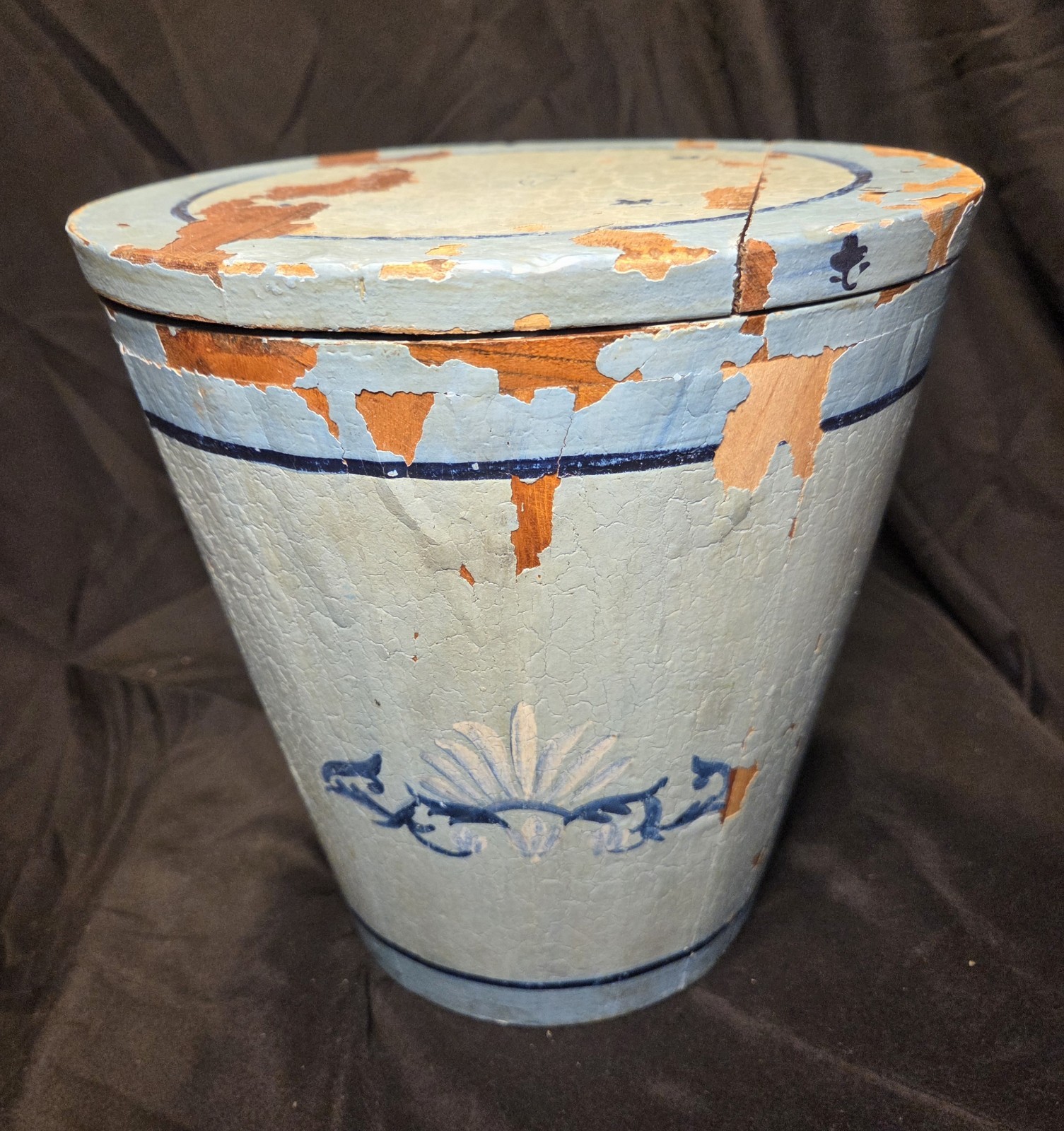 Antique Primitive Painted Wood Bucket Robin Egg Blue Shabby Chic Chippy Paint