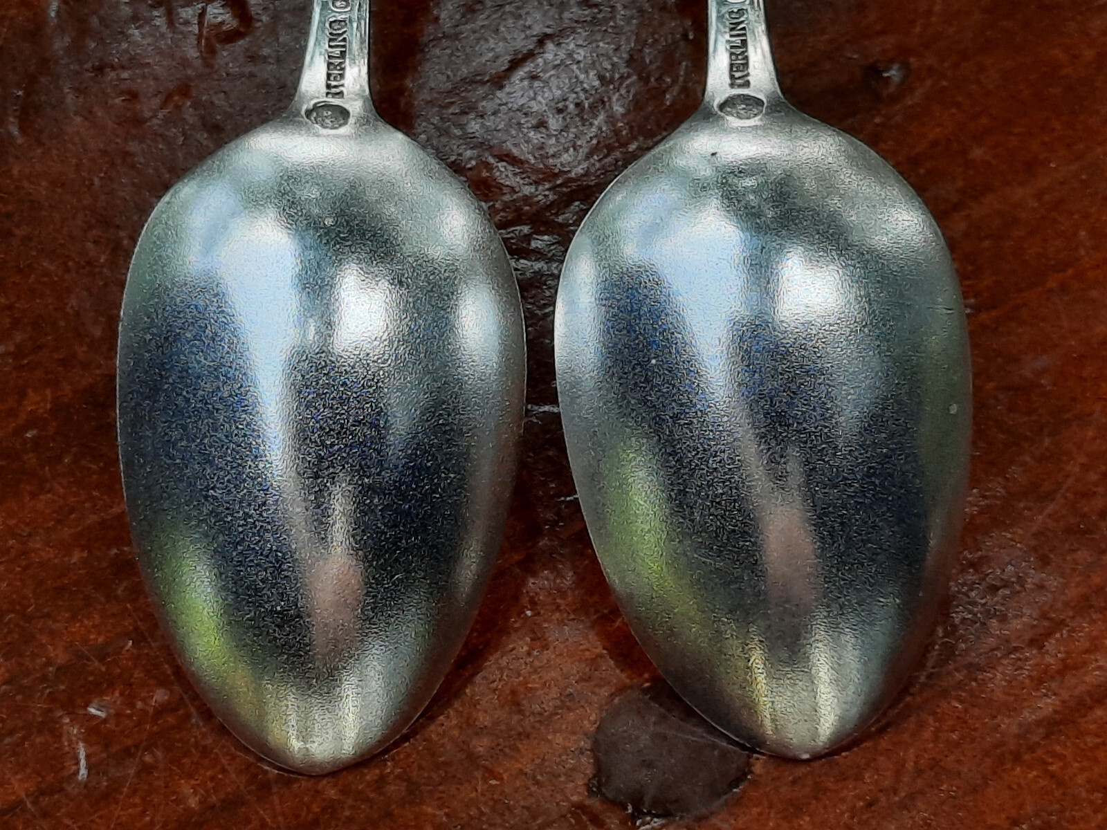 Sterling Silver Pair Durgin Basket of Flowers Demitasse Spoons, No Mono