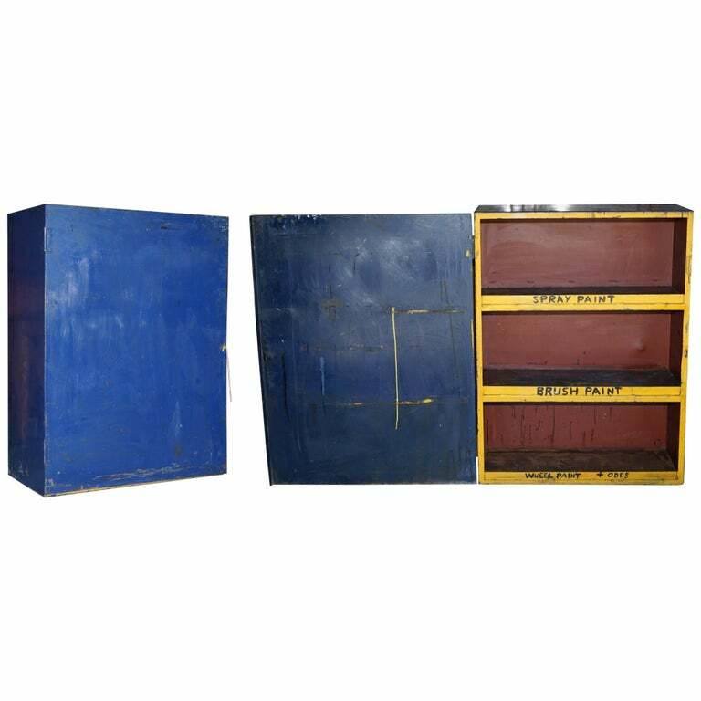 INDUSTRIAL STEEL LARGE CIRCA 1950’S METAL WORKERS PAINT CUPBOARD VERY RARE FIND