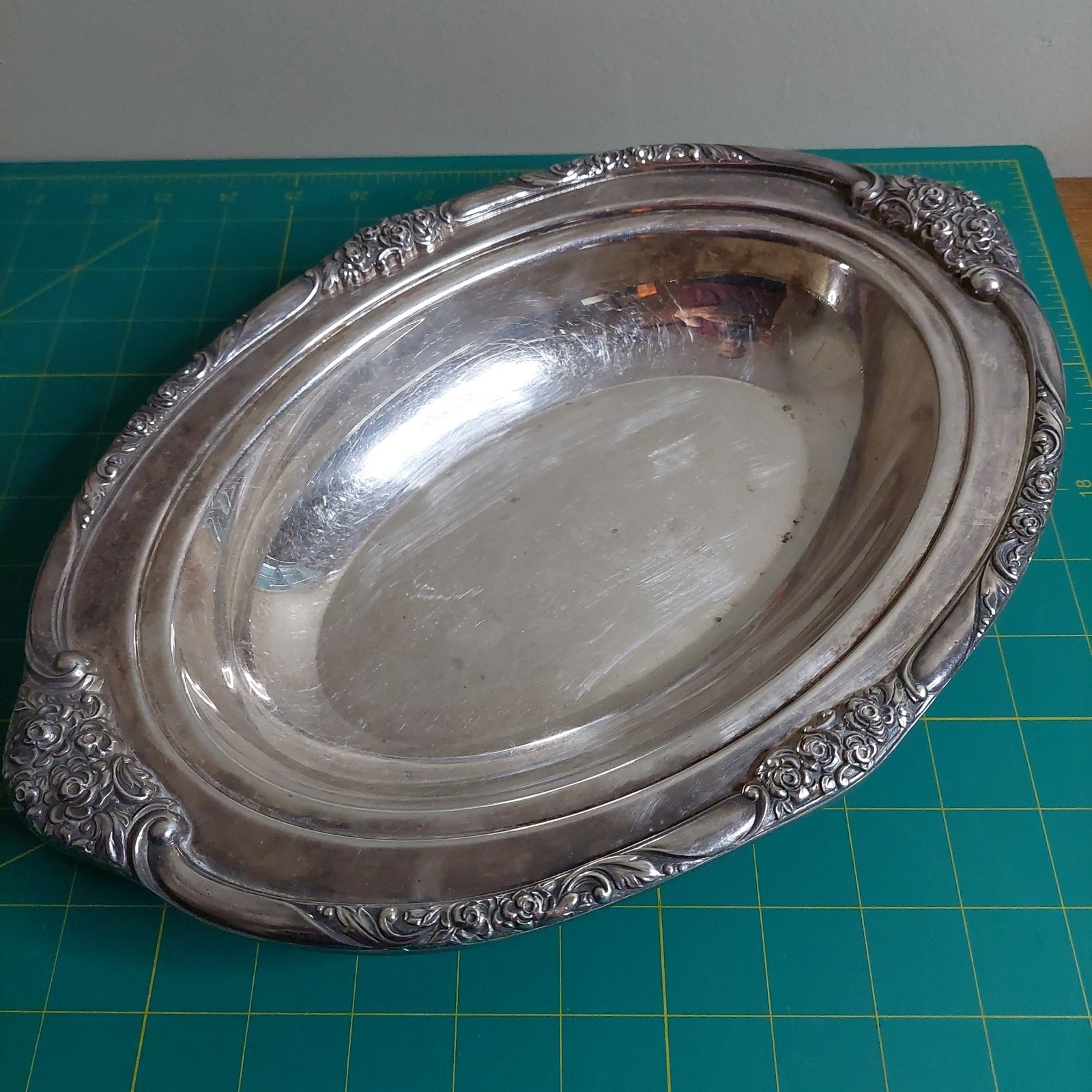 BALLAD Silverplate Double Vegetable Bowl Ballad-Country Lane 13″ L x 9″ W x 2″ D