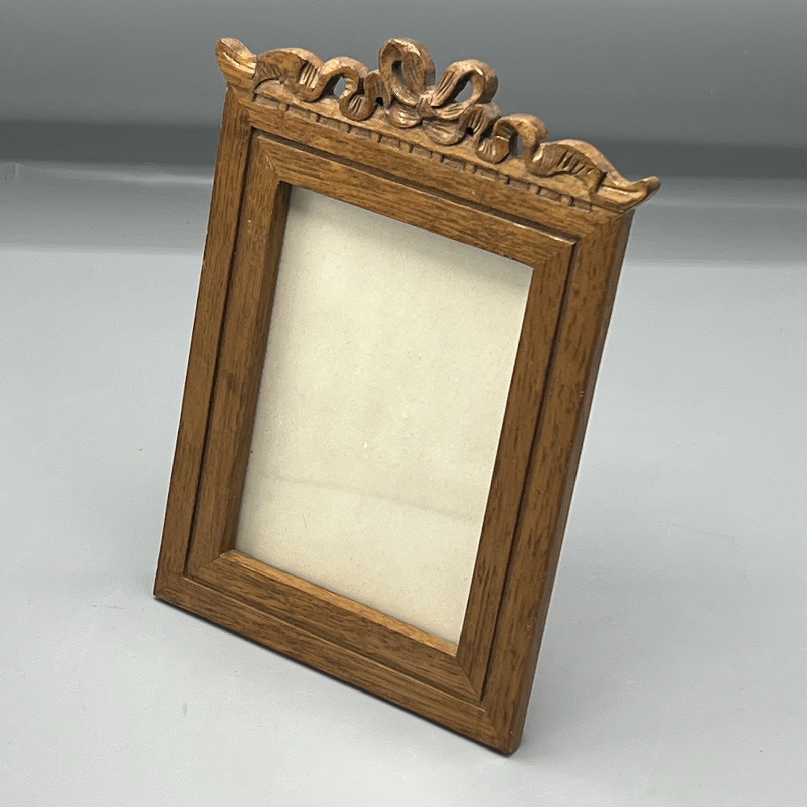Antique Art Crafts Oak Hand Carved Frame Mirror Or 5×7 Picture Vintage