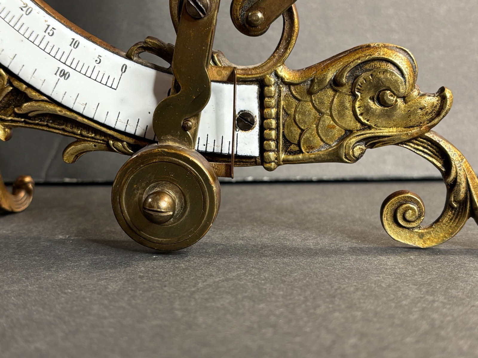 Antique Bronze Postal Weight/Scale/Fish/Renaissance/Enamel/France C.1900/Rare