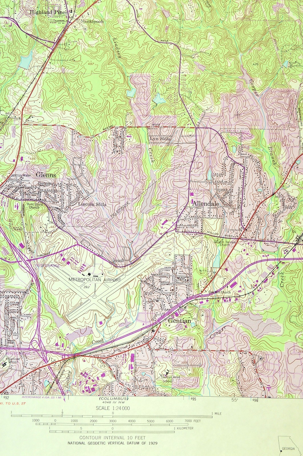 Fortson Georgia Map Columbus Glenns Lincoln Hills Highland Pines Muscogee County