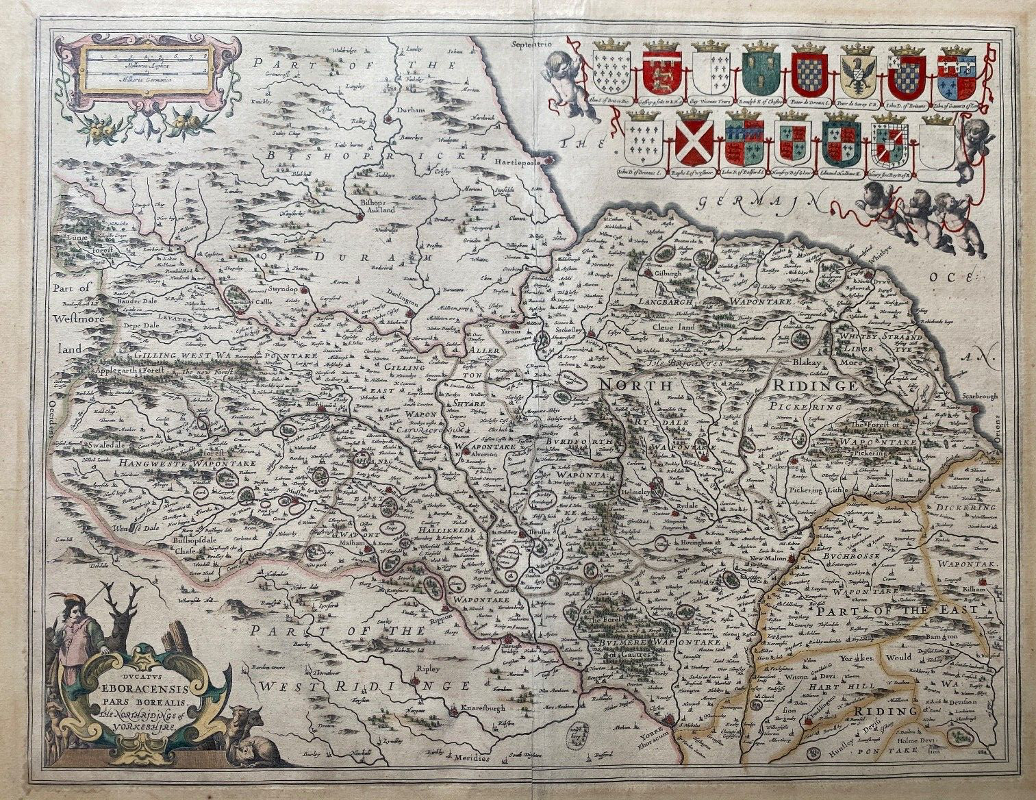 1646 Antique Map; Yorkshire. Jansson. Very Good Example
