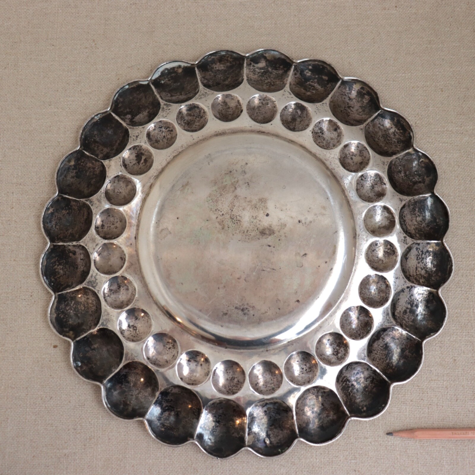 Art Deco Modern Solid Silver Tray Plate Bowl Platter Convex Bubble Hungarian MCM