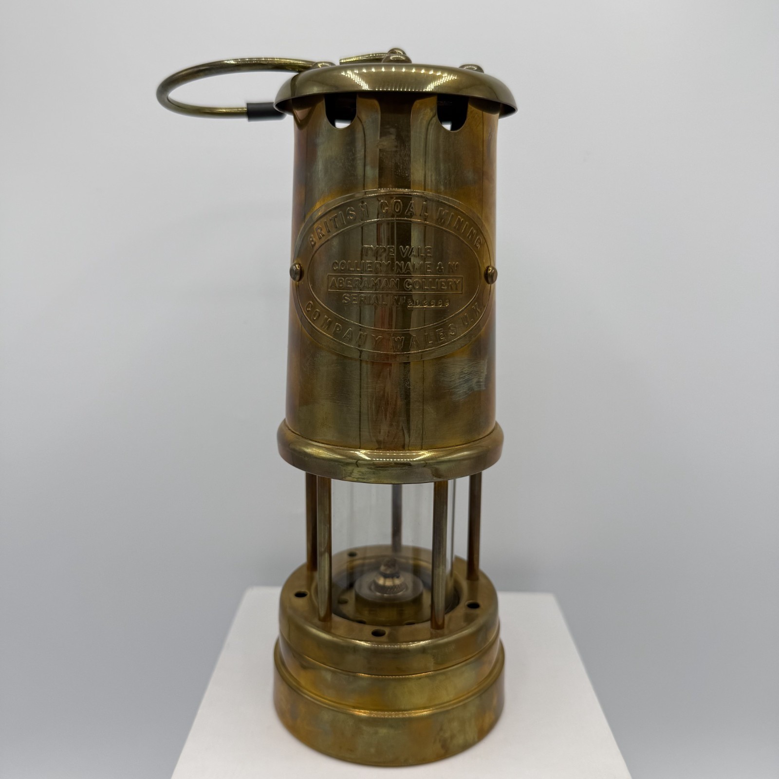 Vintage British Coal Mining Company Solid Brass Lantern Lamp Wales UK
