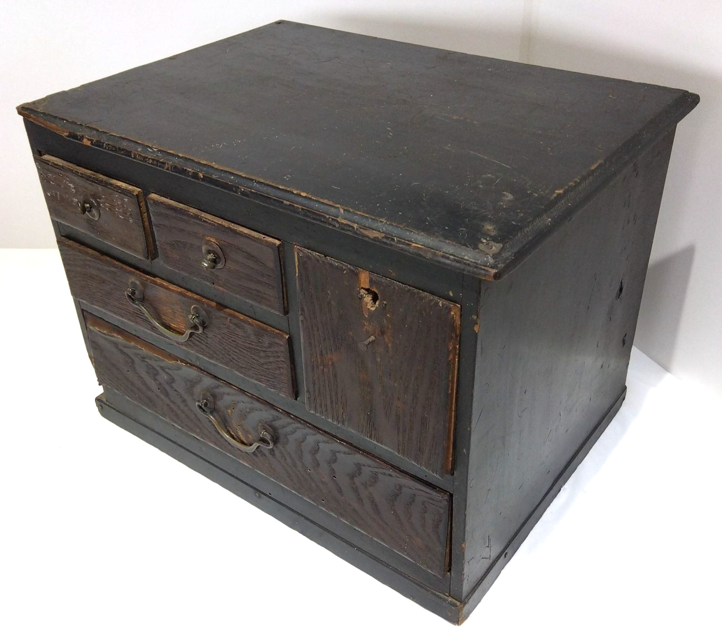 Japanese Antique Wooden Box Kohikidashi Chest Drawers H9.4×13.0×9.4in 84.5oz FS