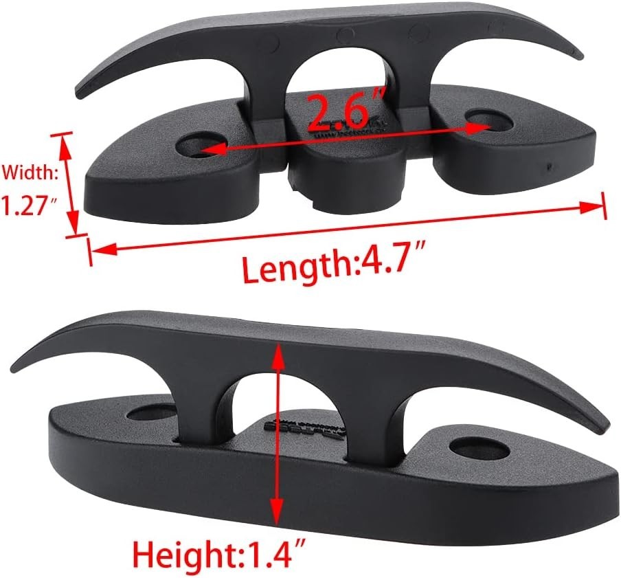 5″ Folding Cleat Flip-up Dock Cleats Marine Grade Nylon Black with Screws 4 Pcs