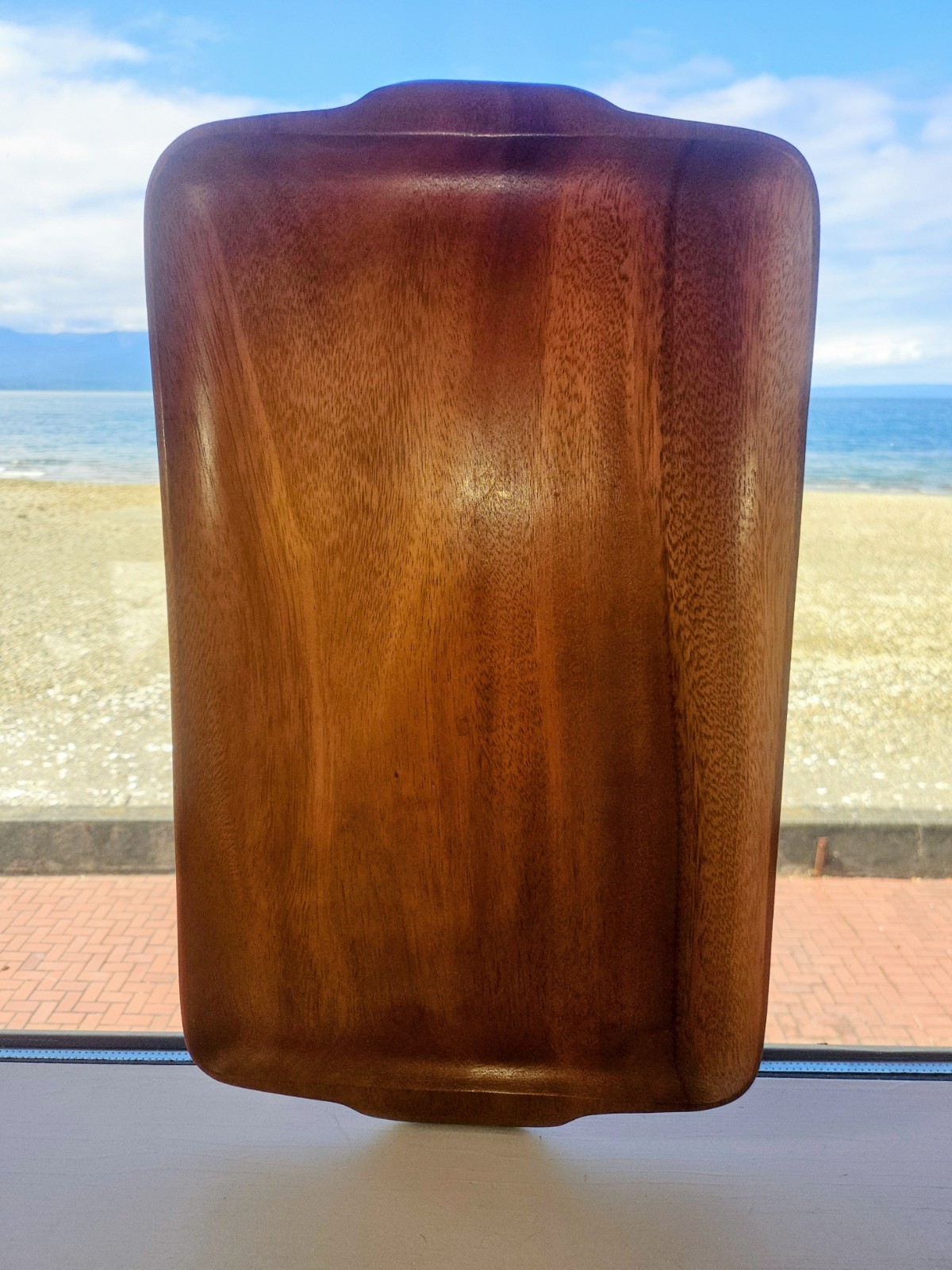 Oval Vtg Teak Wood Cheese Board Danish Style Charcuterie Serving Tray Handle MCM