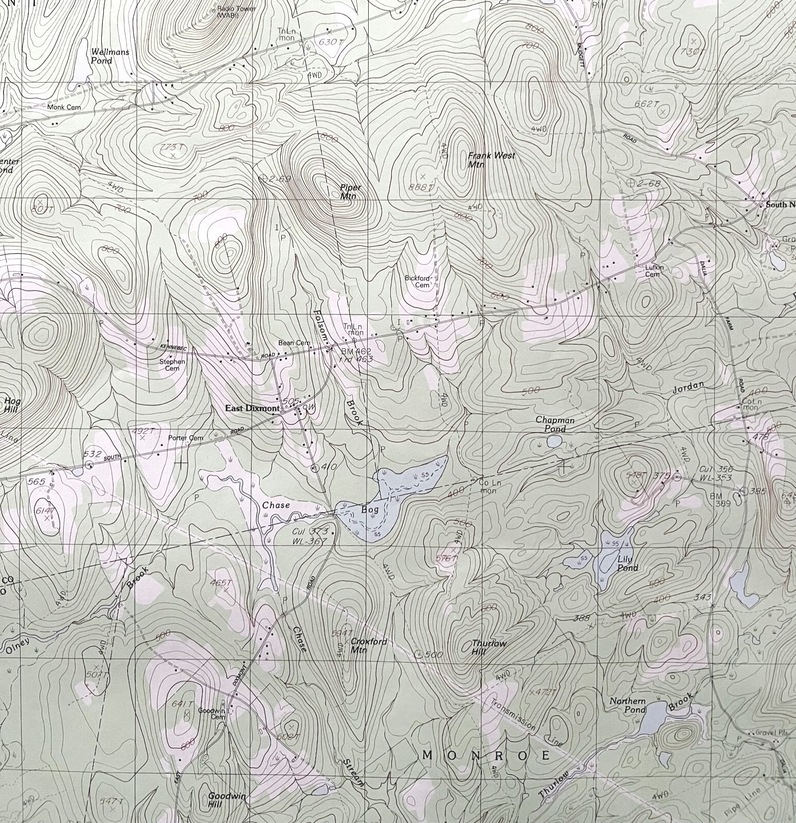 Map East Dixmont #2 Maine 1982 Topographic Geo Survey 1:24000 27 x 22″ TOPO5
