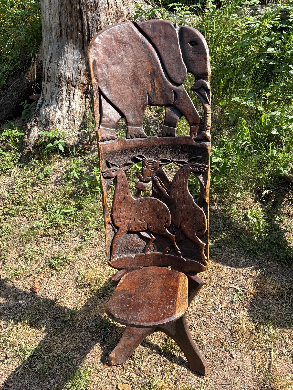 Hand Carved African Birthing Chair / Accent Chair
