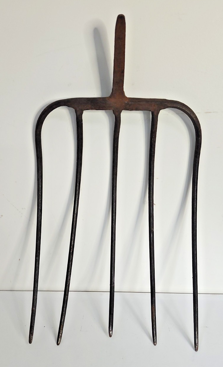 Vintage Farm Pitchfork Head Fork 5/Tines Primitive Yard Tool Crafts Wall Art