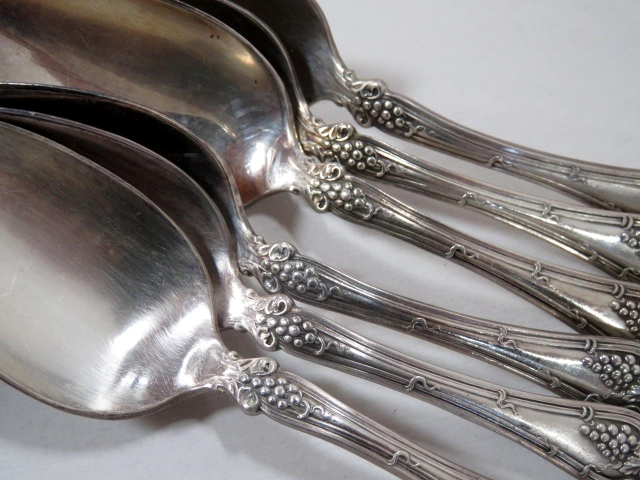 1904 Rogers Bros. Vintage Grape Pattern Flatware Set of 6 Teaspoons