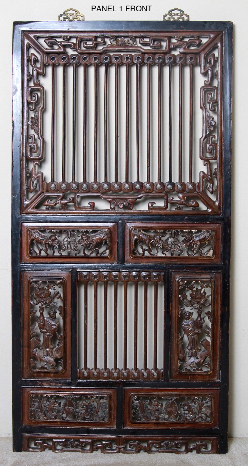 Chinese original hand carved wood screen with intricate carvings.