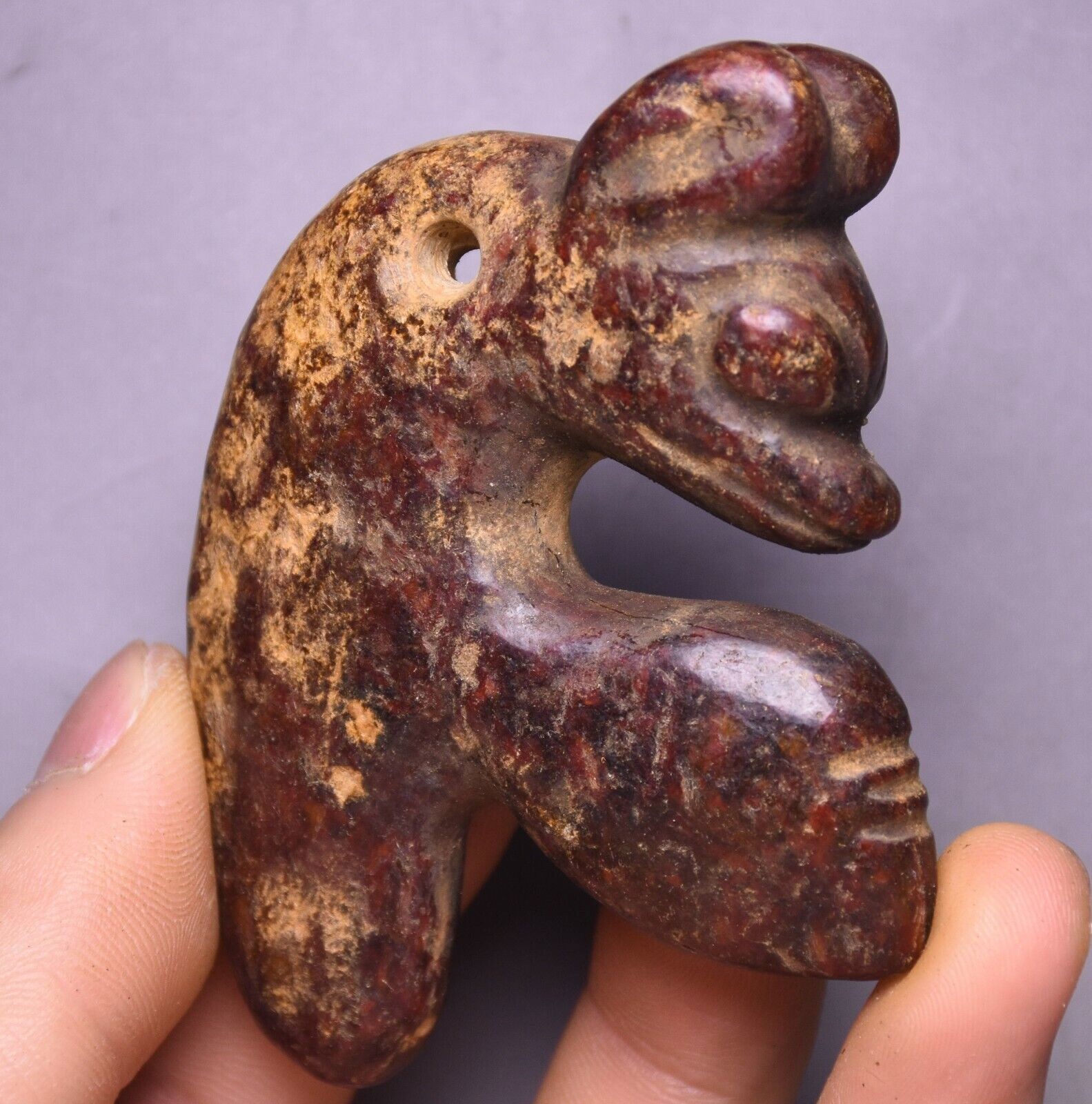 8CM Hongshan Culture Old Jade Carved Sun God Yu Pig Dragon Beast Amulet Pendant