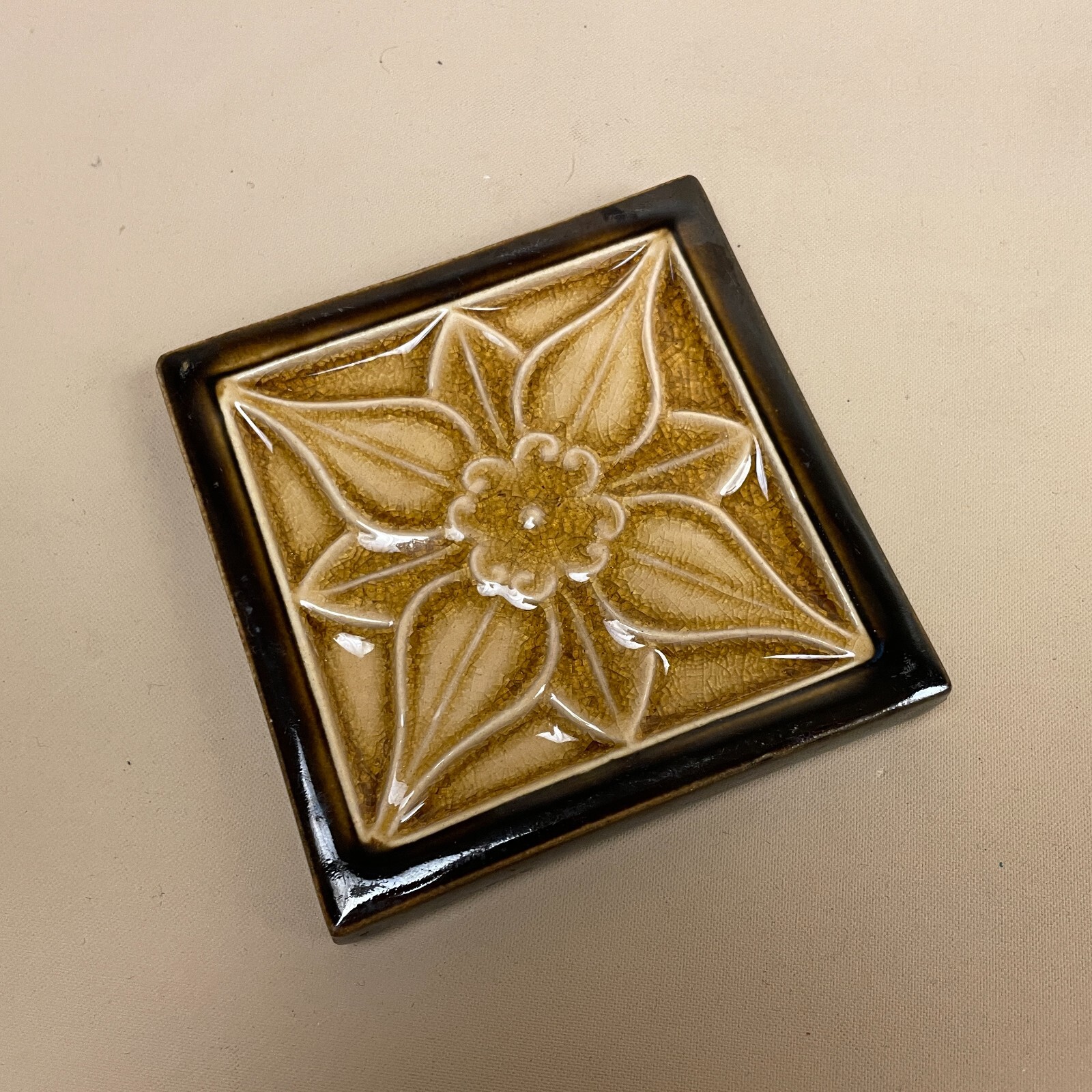 Vintage Retro Handmade Tile Ceramic Square Old Pattern 10x10cm Placemat Coaster