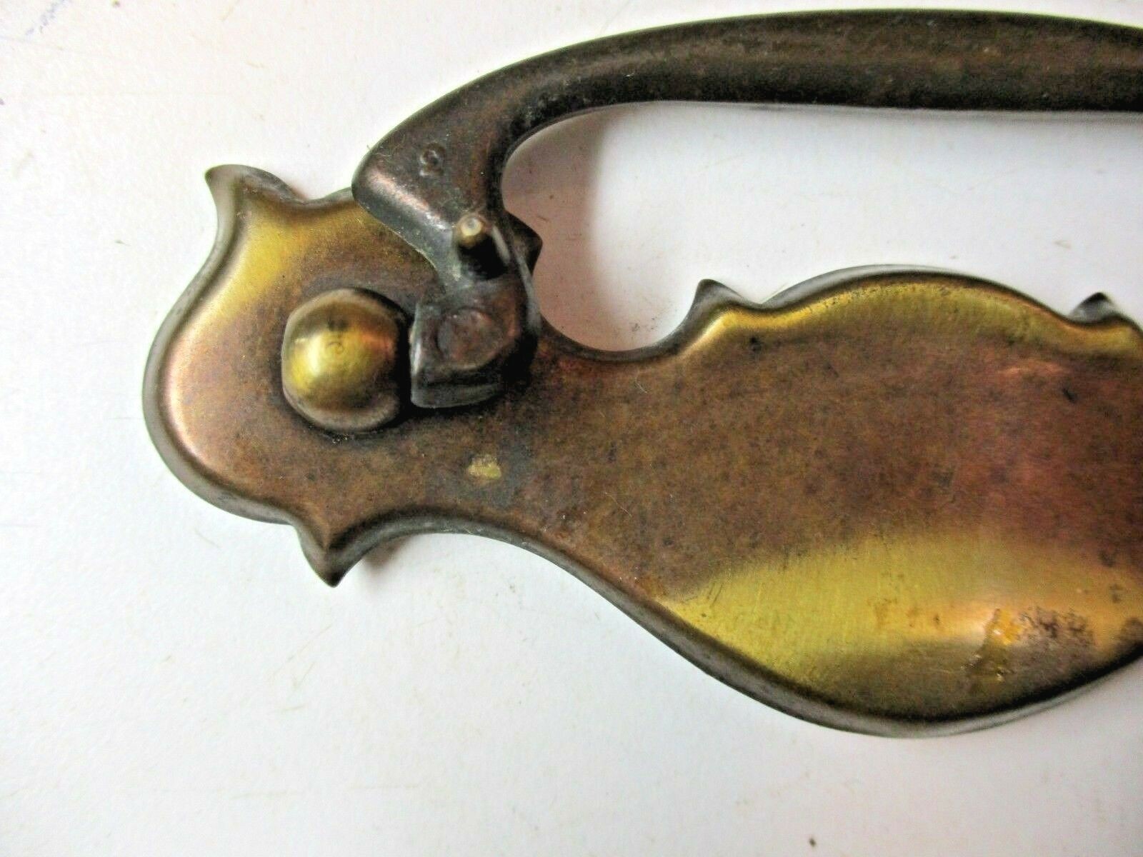 1950s Drawer Bat Drop Bail Pull Handle Dark Aged Brass 3″ Centers 1 VTG MCM Mid