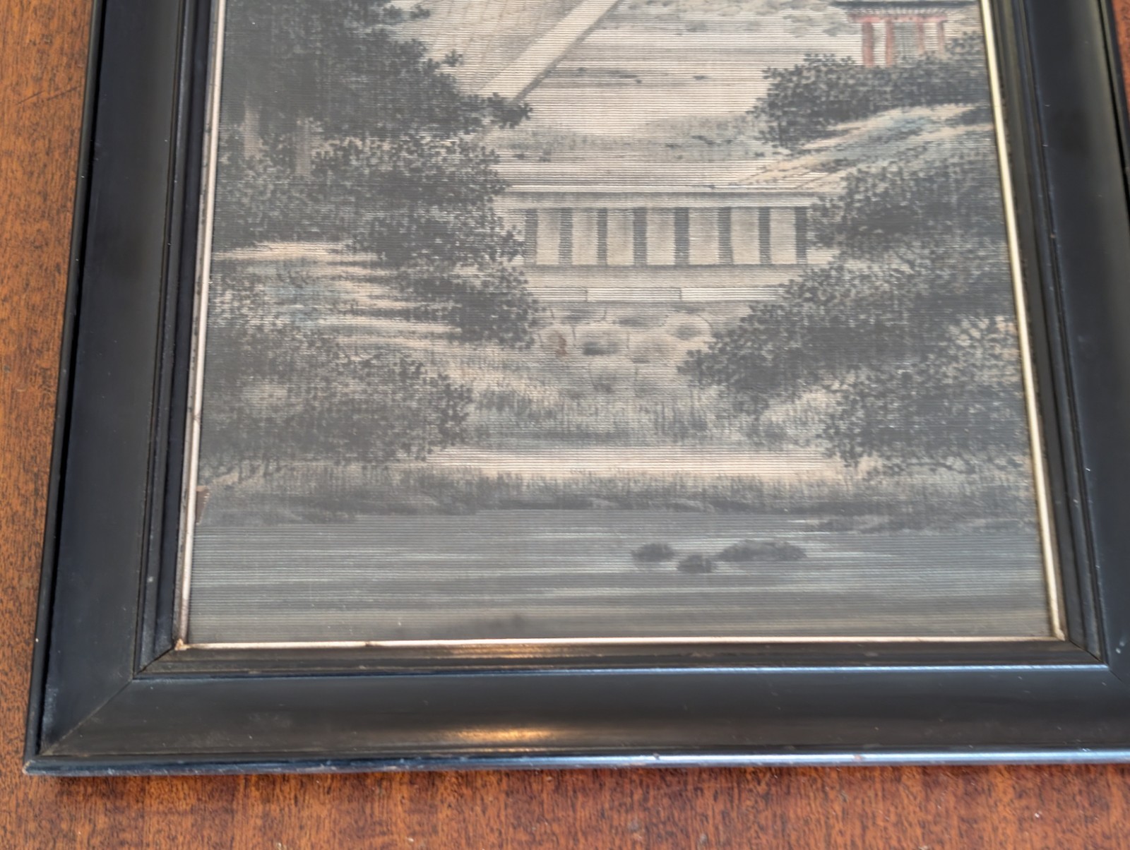 MEIJI-ERA! 35 by 62cm Antique Japanese Yuzen Birodo Silk Tapestry Shinto Shrine