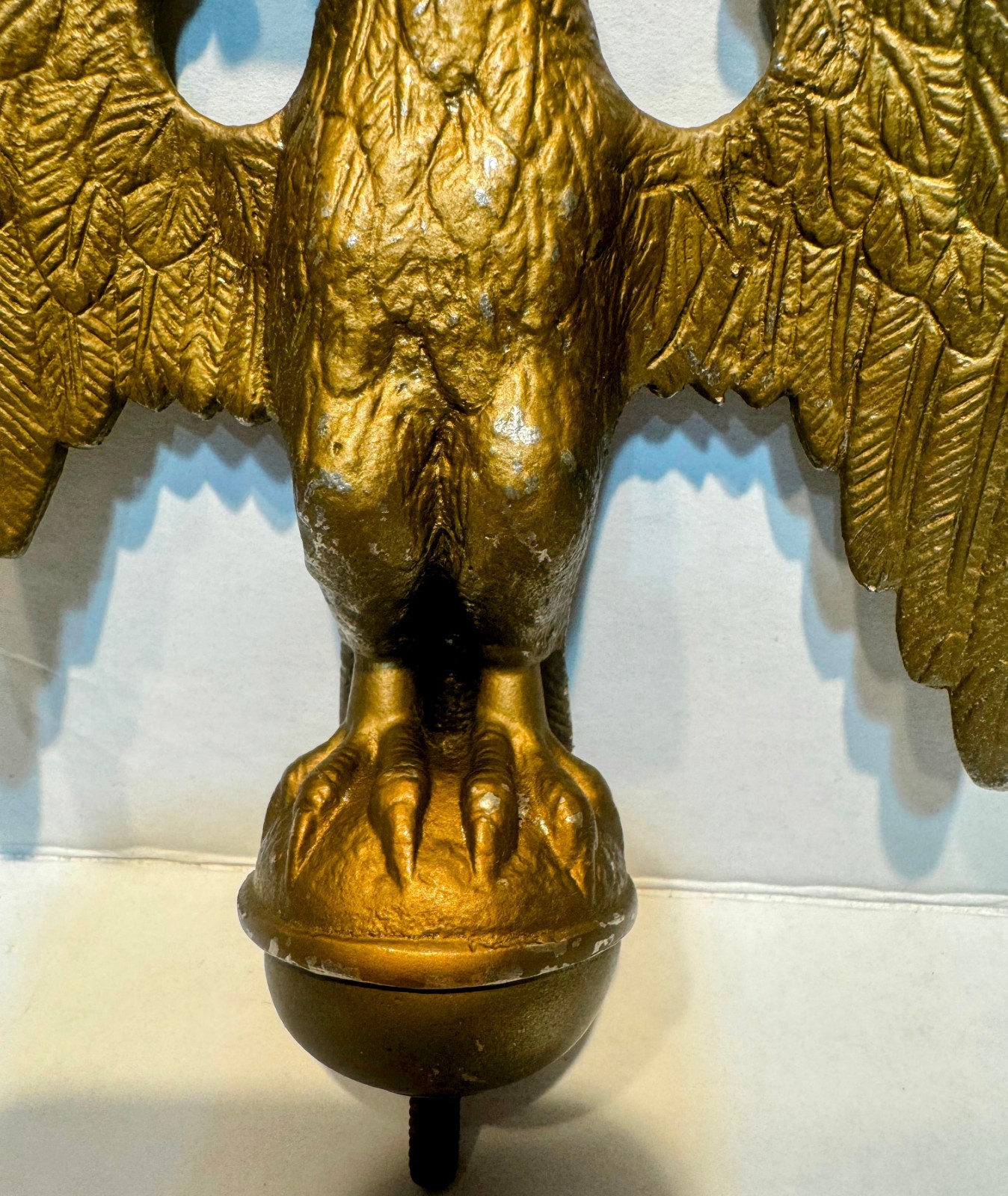 EAGLE FLAG FLAGPOLE AMERICA USA PATRIOTIC FINIAL ORNAMENT CAST METAL BRASS