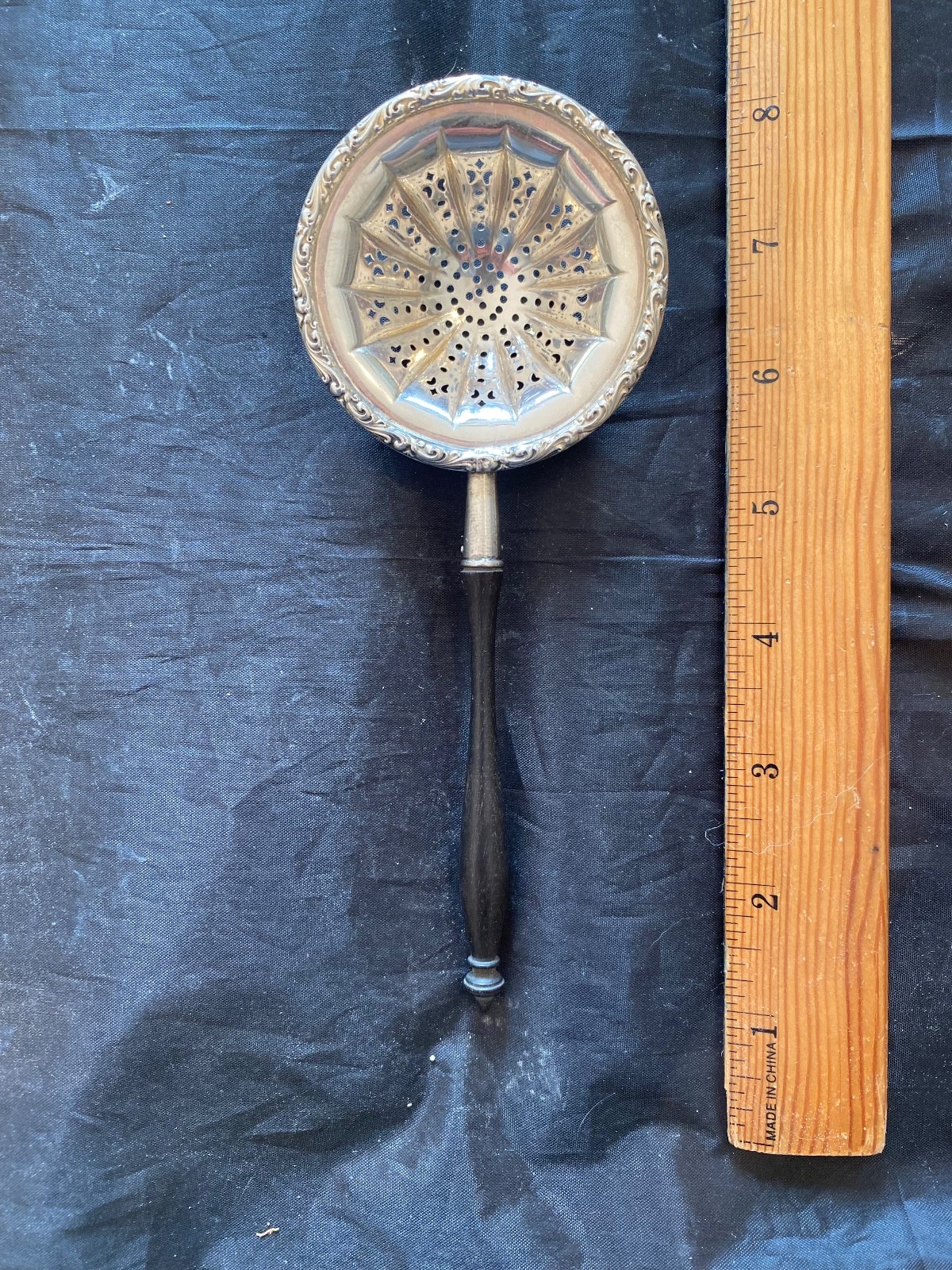STERLING SILVER TEA STRAINER NOT MONOGRAMMED GREAT SHAPE LIKE CAMELIA OR OTHER