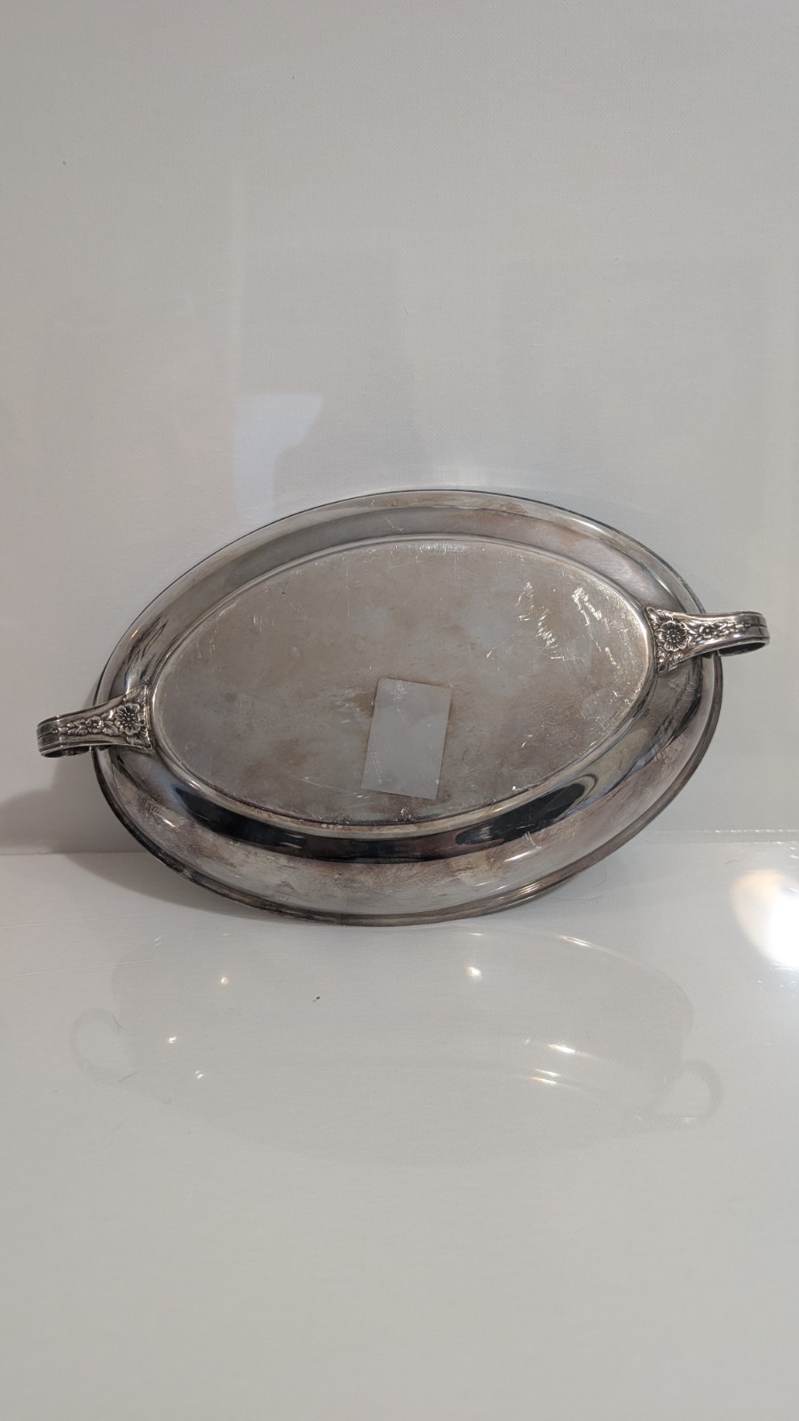 vintage silver-plated serving dish with handles 9.5 x 6.5