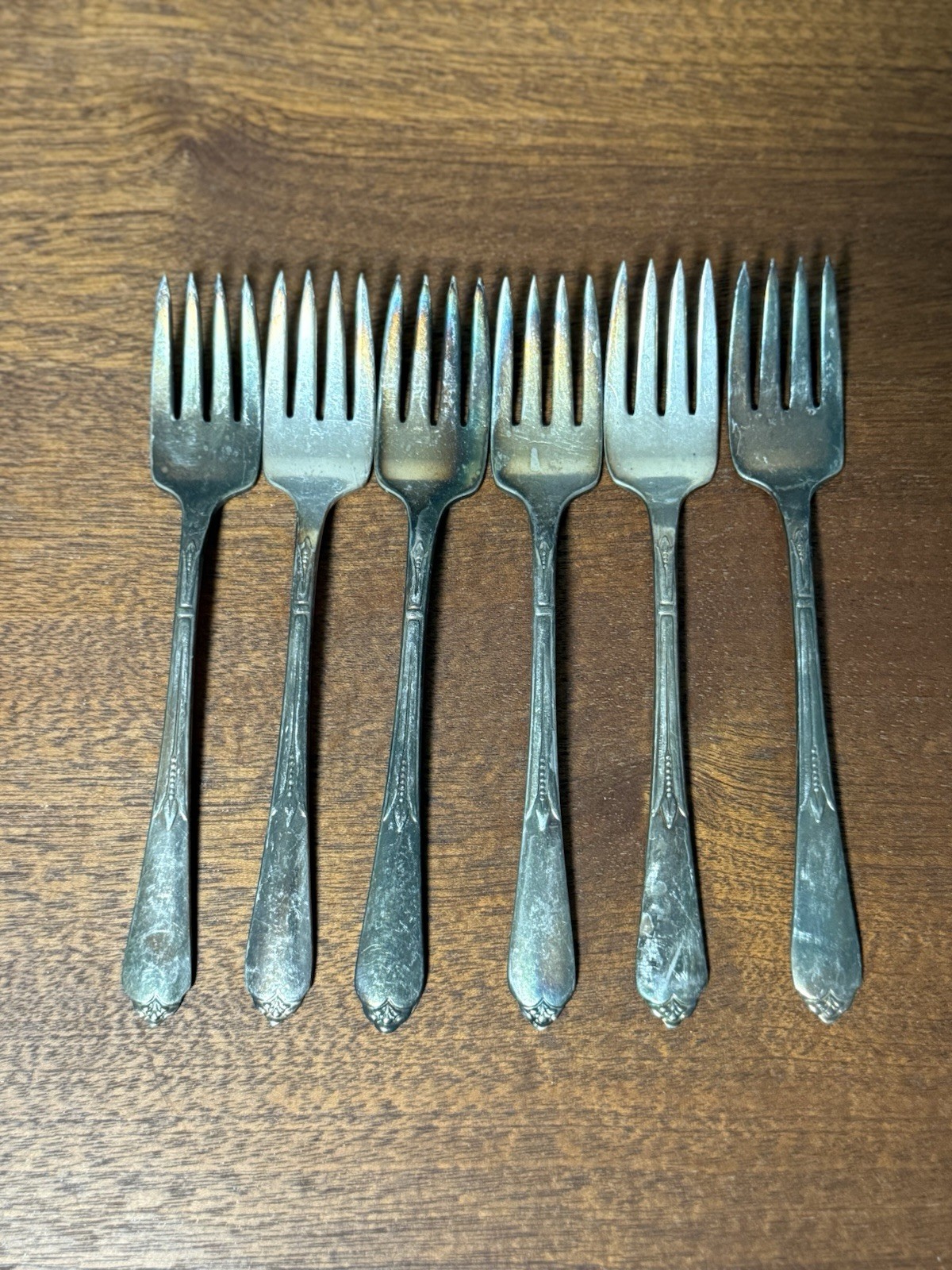 Vintage Rogers & Bro IS Silverplate Salad Forks Set 6 6.25″ No Monogram