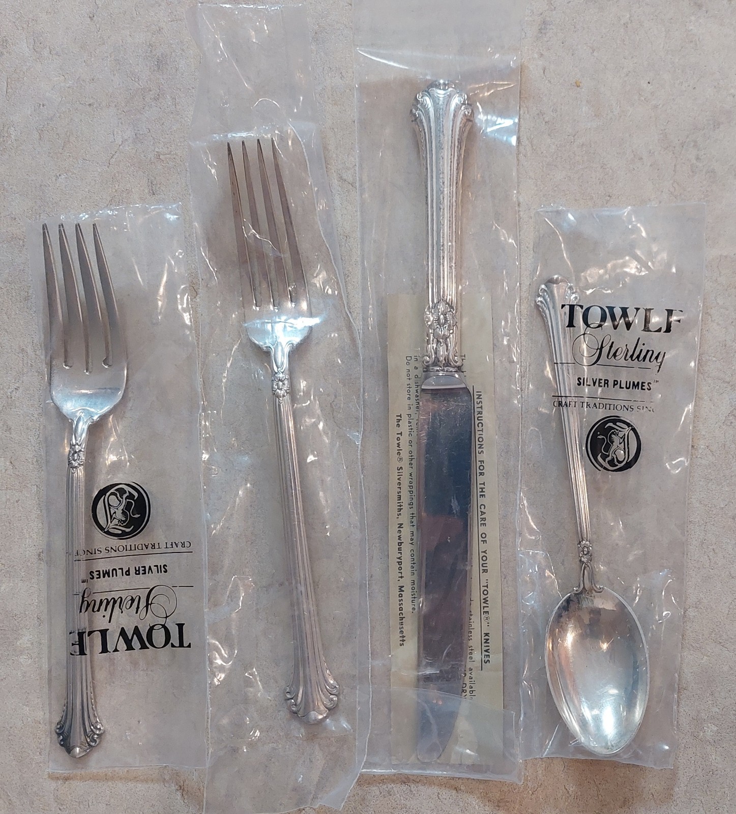 Silver Plumes by Towle Sterling Silver | 4-Piece Set | 185g Combined Weight