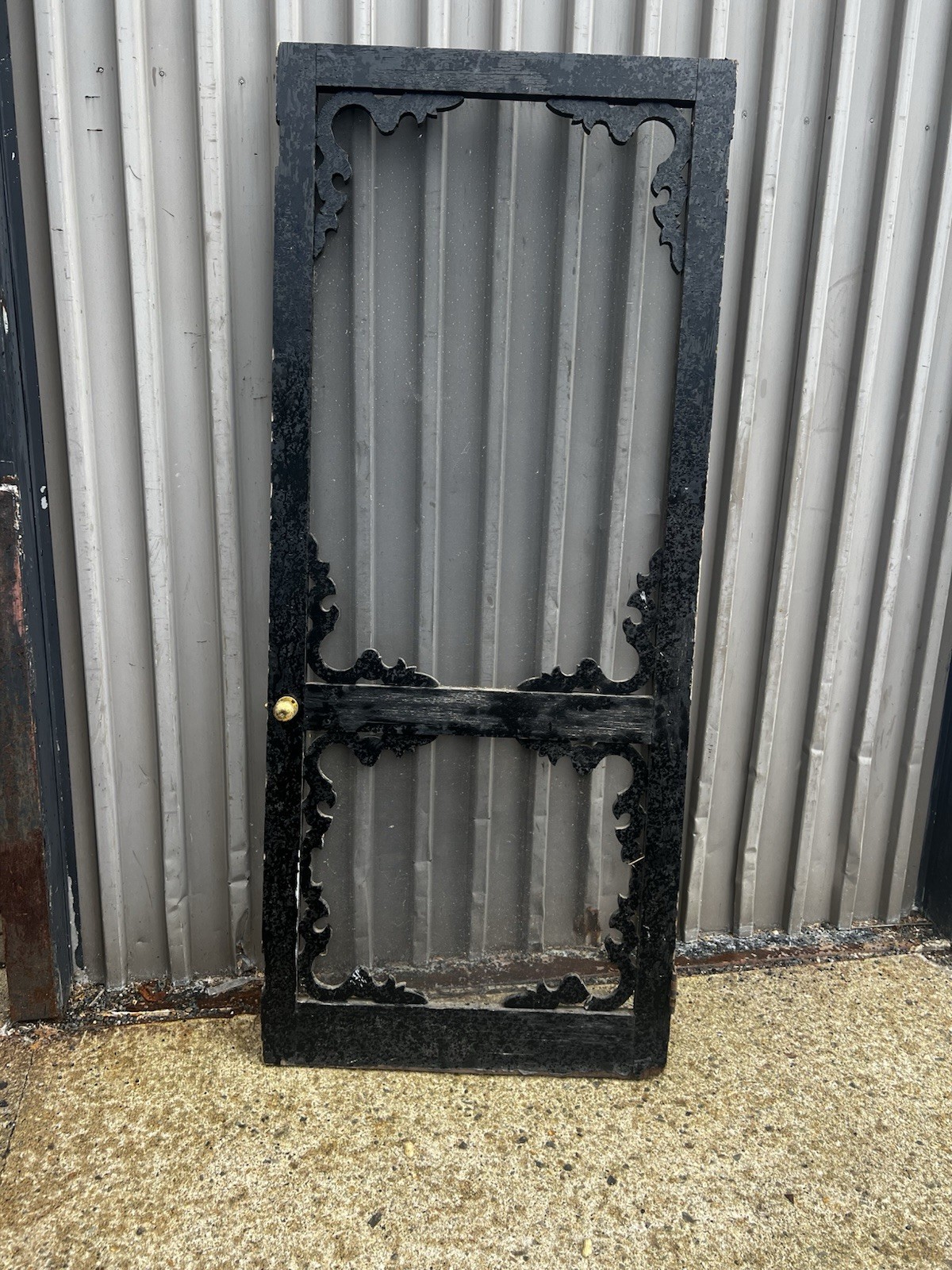 vintage classic victorian style screen door 84.5”x 36” older paint Solid no warp
