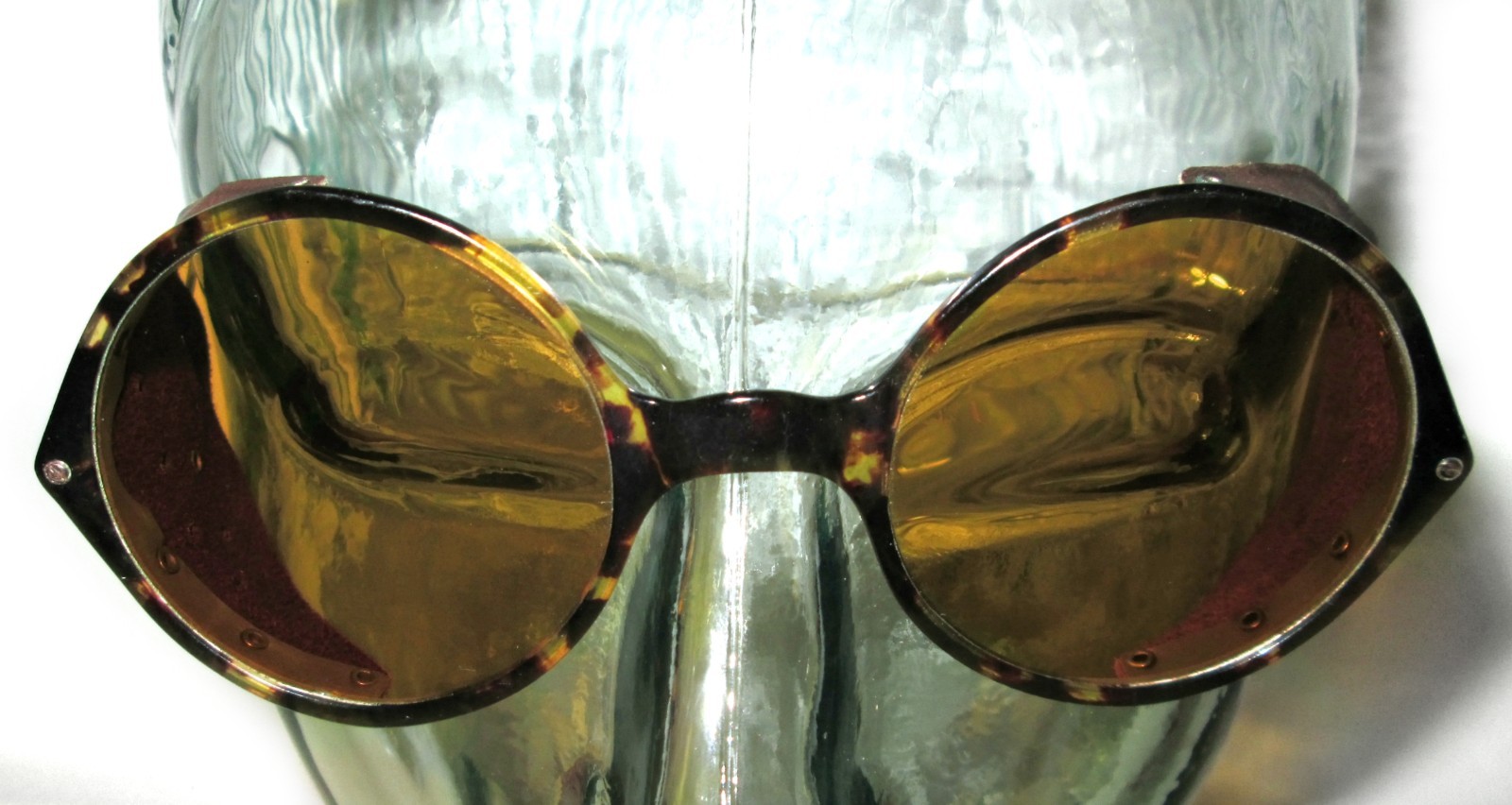 Antique Willson Amber Tortoise Shell Sunglasses Goggles Vtg Steampunk Glasses W