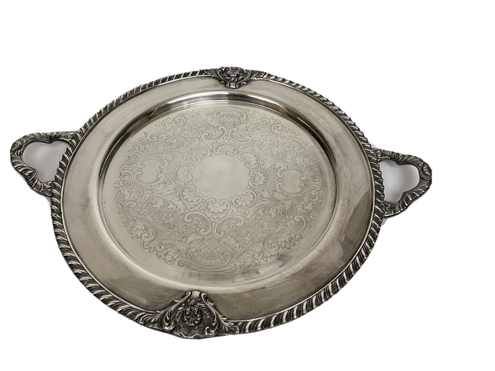 Vintage Copper Base Continental Silver Co 616 Serving Tray 14″