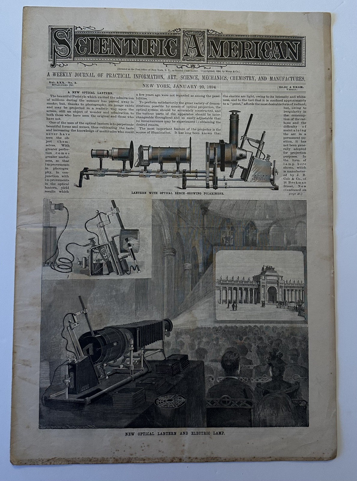 Scientific American, January 20, 1894. Complete Original Issue in good condition