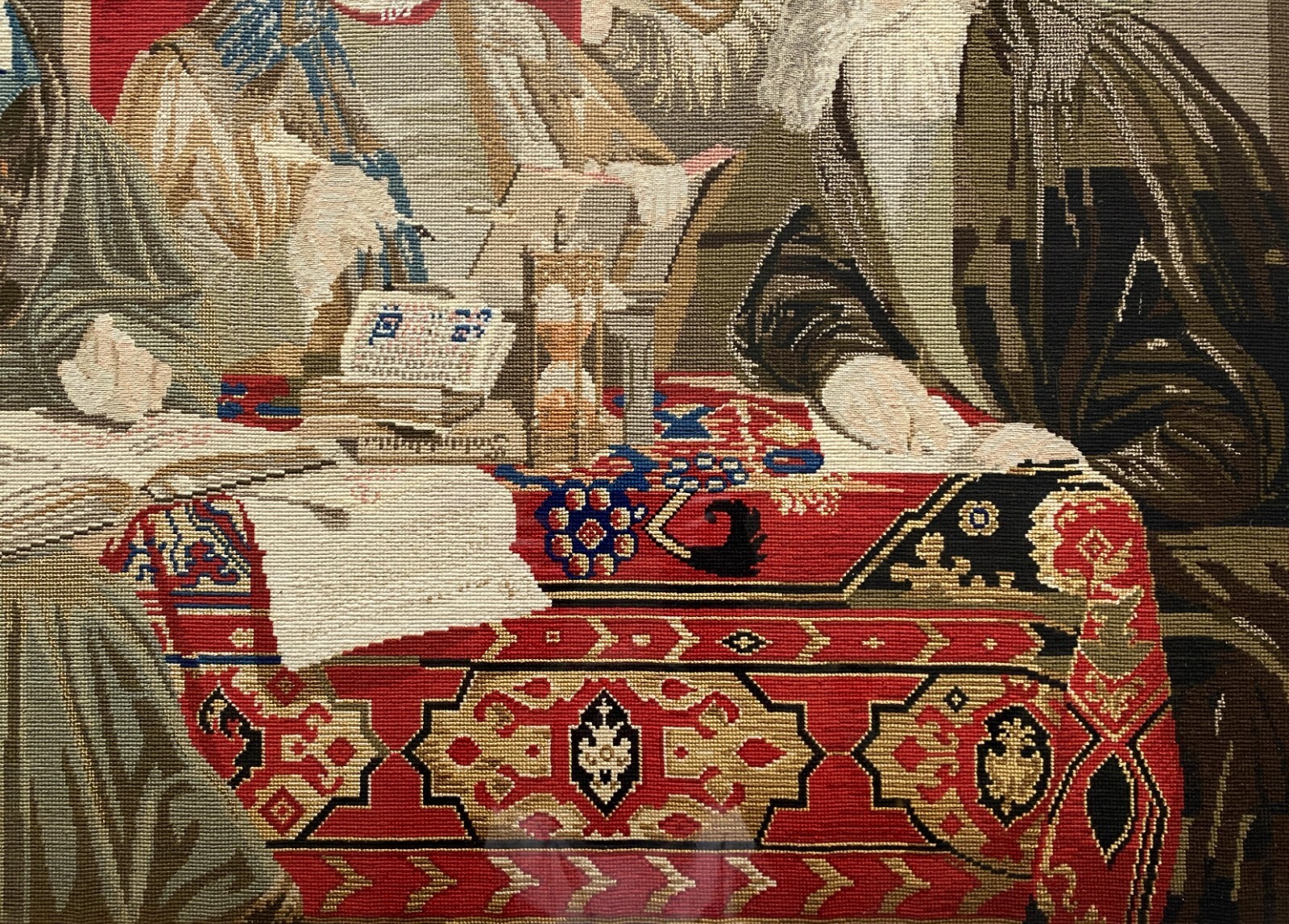 GERMAN BERLIN WOOL WORK TAPESTRY LARGE MID-19TH CENTURY